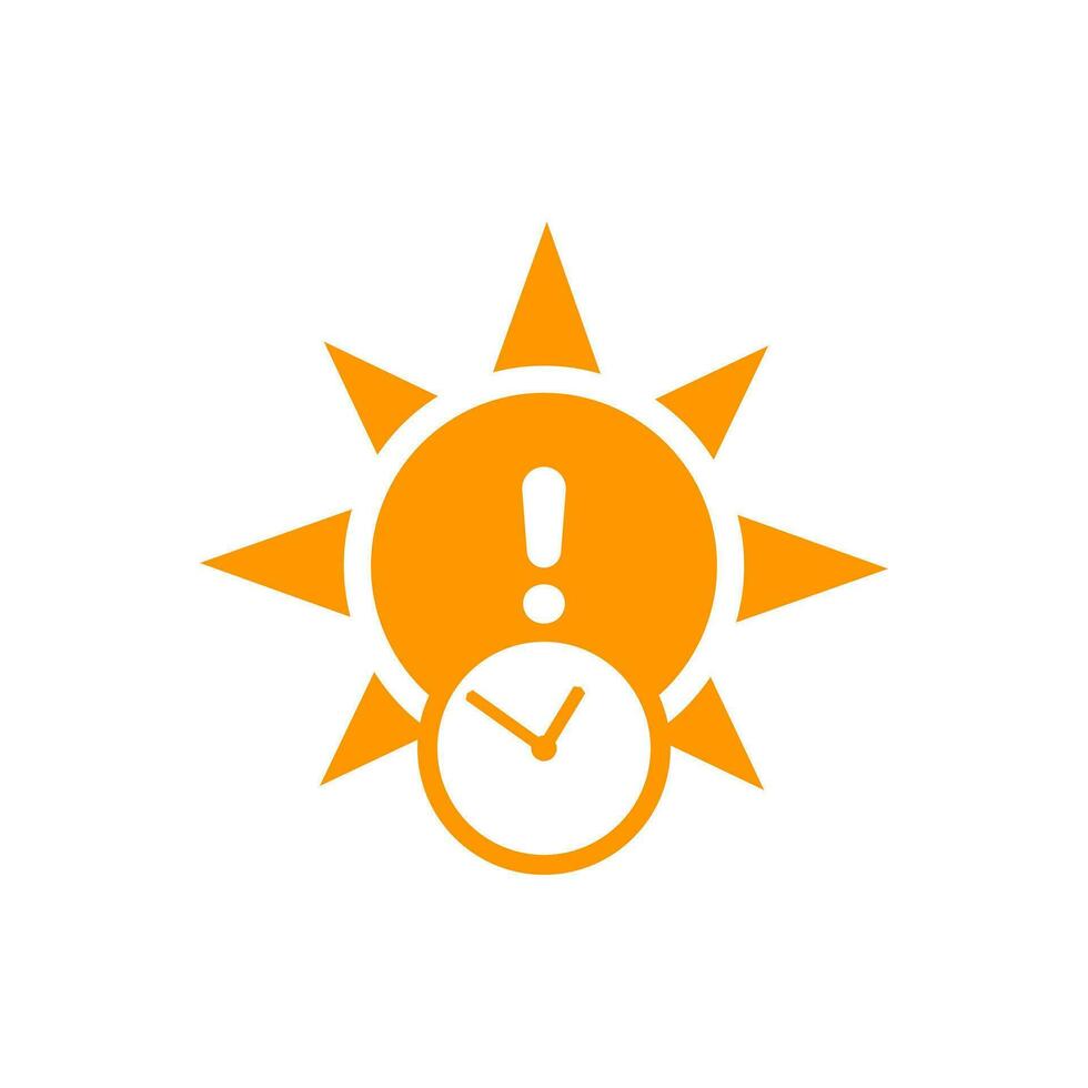 sun and time icon, uv radiation warning vector