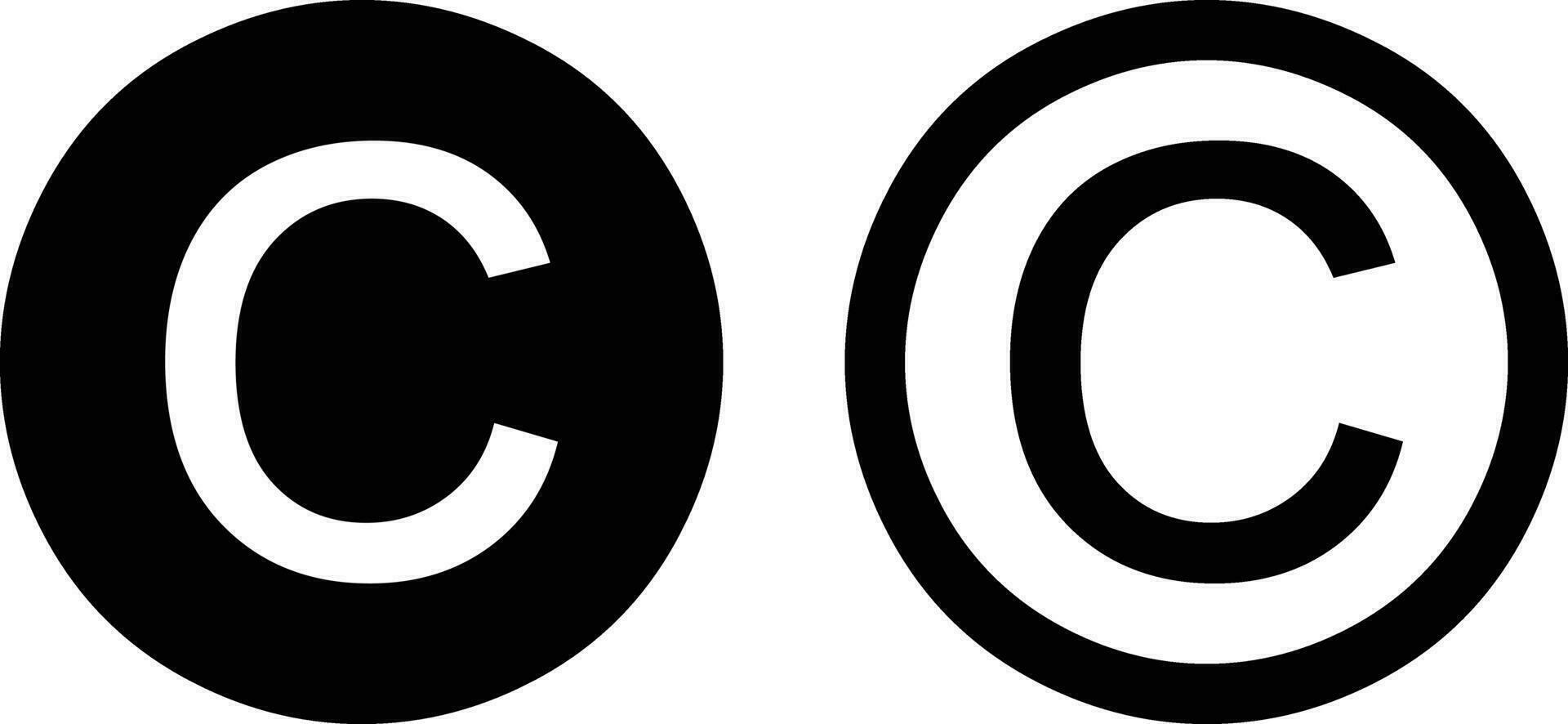 derechos de autor icono conjunto vector en dos estilos aislado en blanco antecedentes . derechos de autor botón