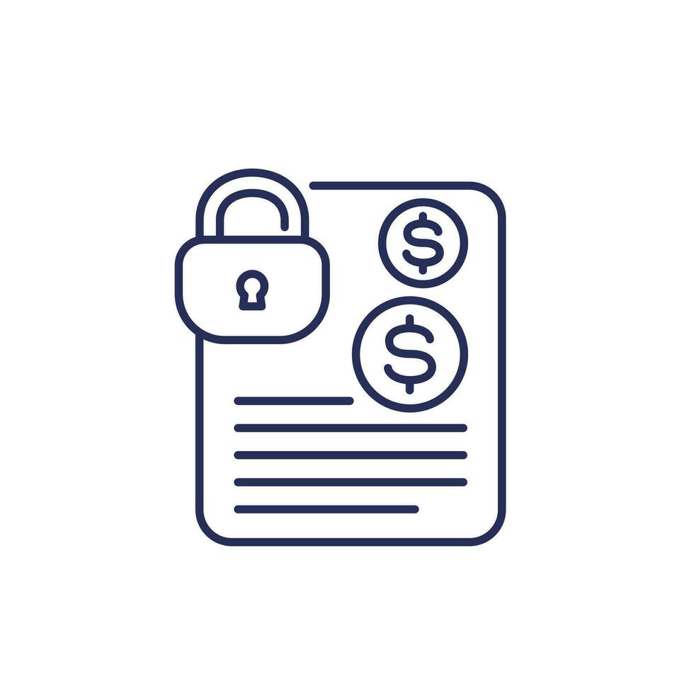 locked funds or money line icon, vector