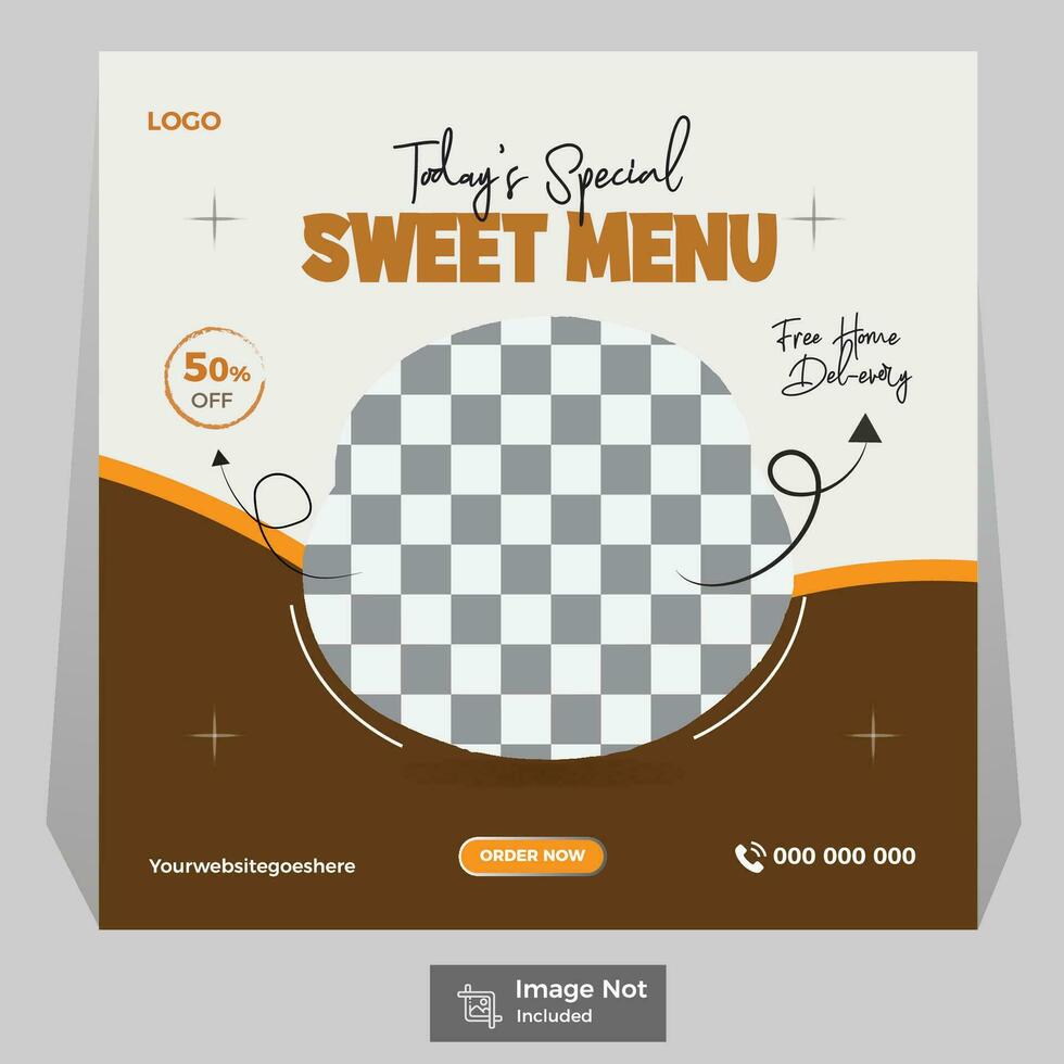 Special Sweet Menu Social Media Post or Square Banner Template. vector