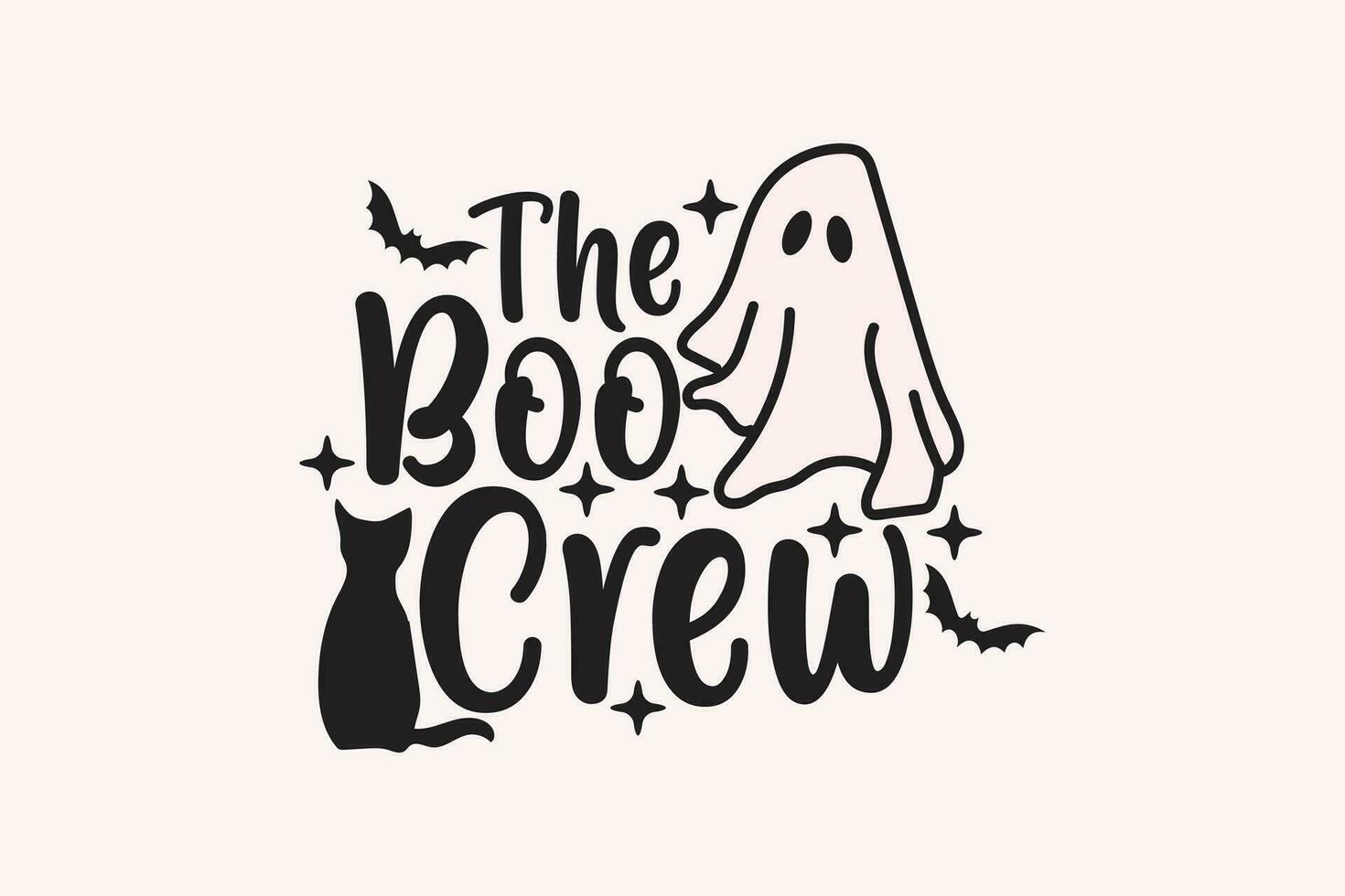 The Boo Crew Halloween EPS Design. Halloween shirt print template, T-Shirt, Graphic Design, Mugs, Bags, Backgrounds, Stickers vector