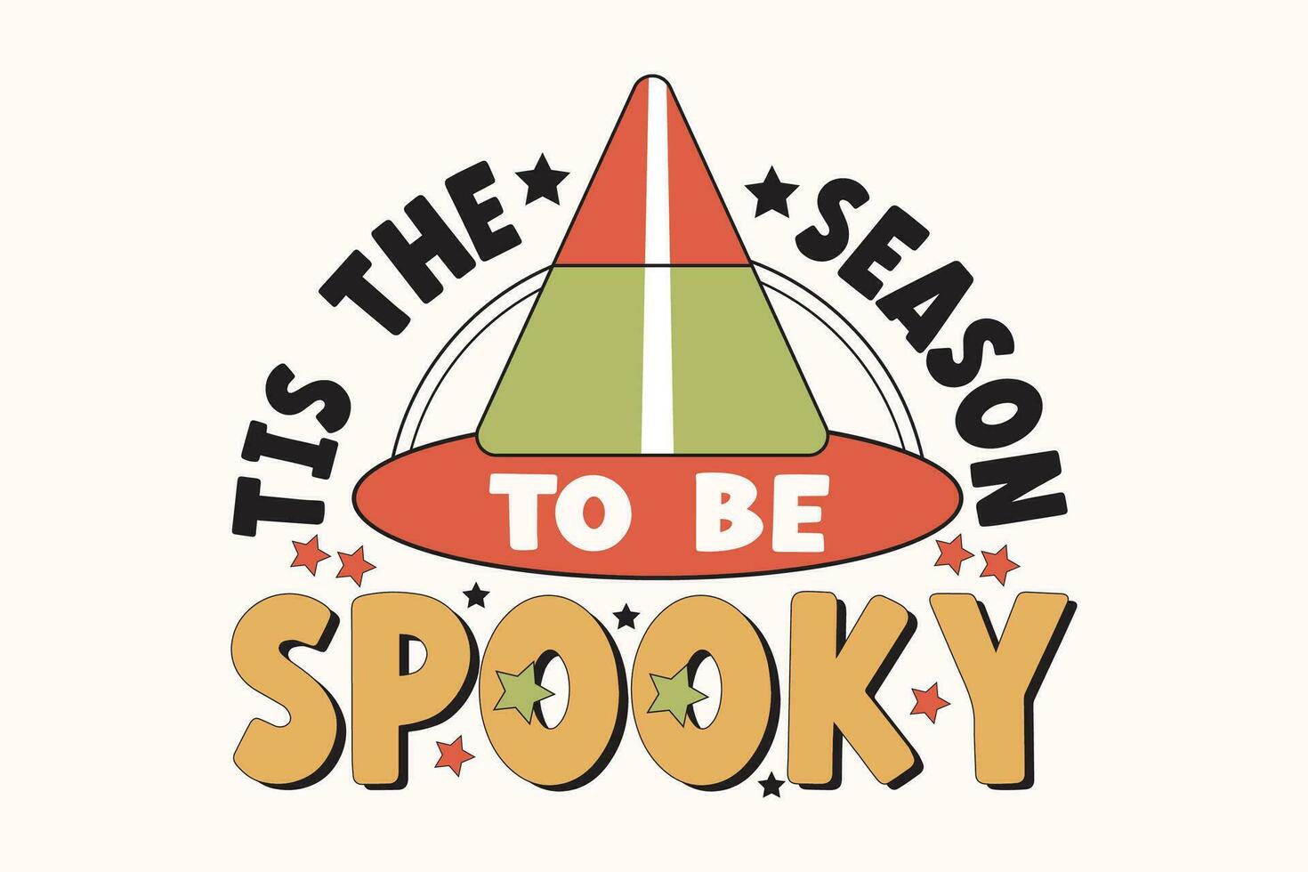 Vintage Halloween Tis the Season to Be spooky print template, T-Shirt, Graphic Design, Mugs, Bags, Backgrounds, Stickers vector