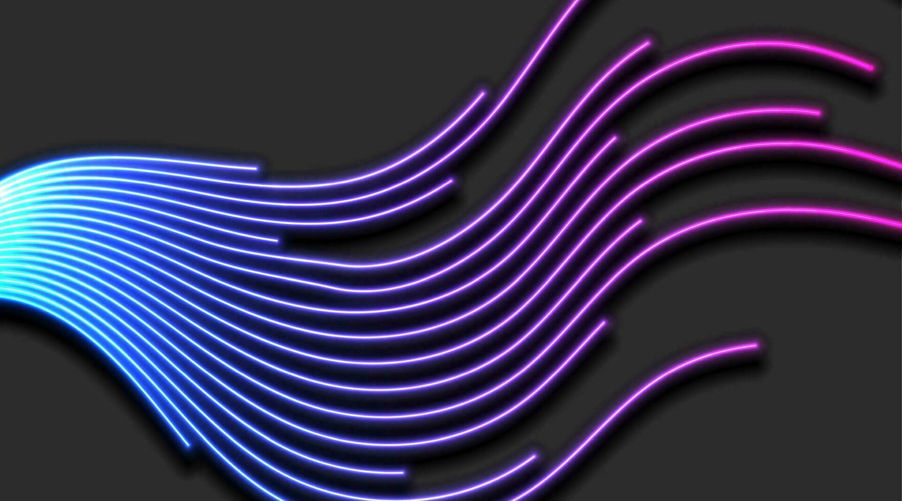 Blue ultraviolet neon curved wavy lines abstract background vector