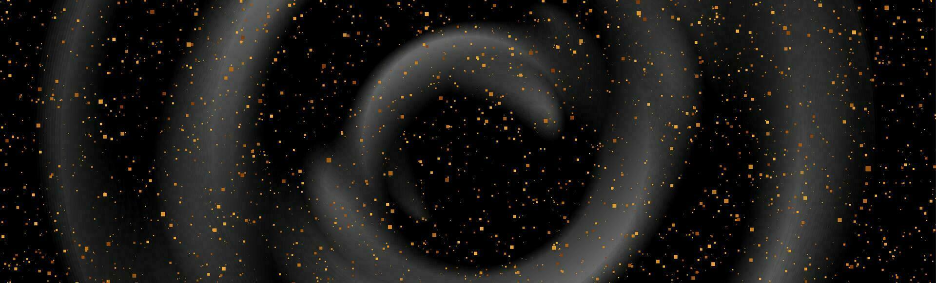 Black smooth circles and golden dust confetti vector
