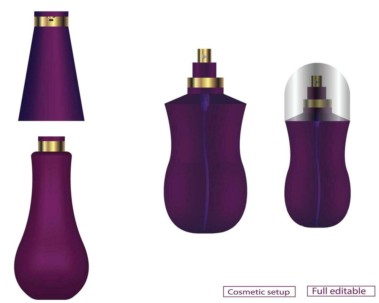 Cosmetic bottle, cosmetic bottle design, bottle art, cosmetic jar, drake color bottle, luxury bottle, gold bottle vector