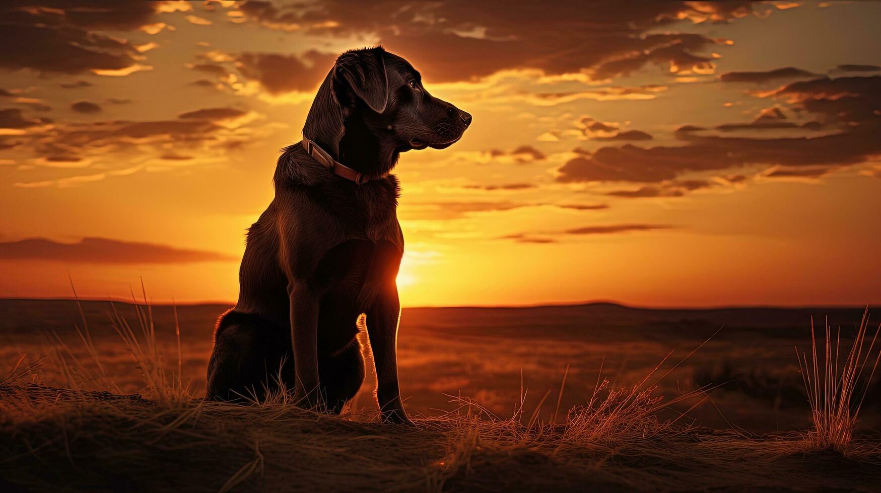 Dog silhouette at dusk photo