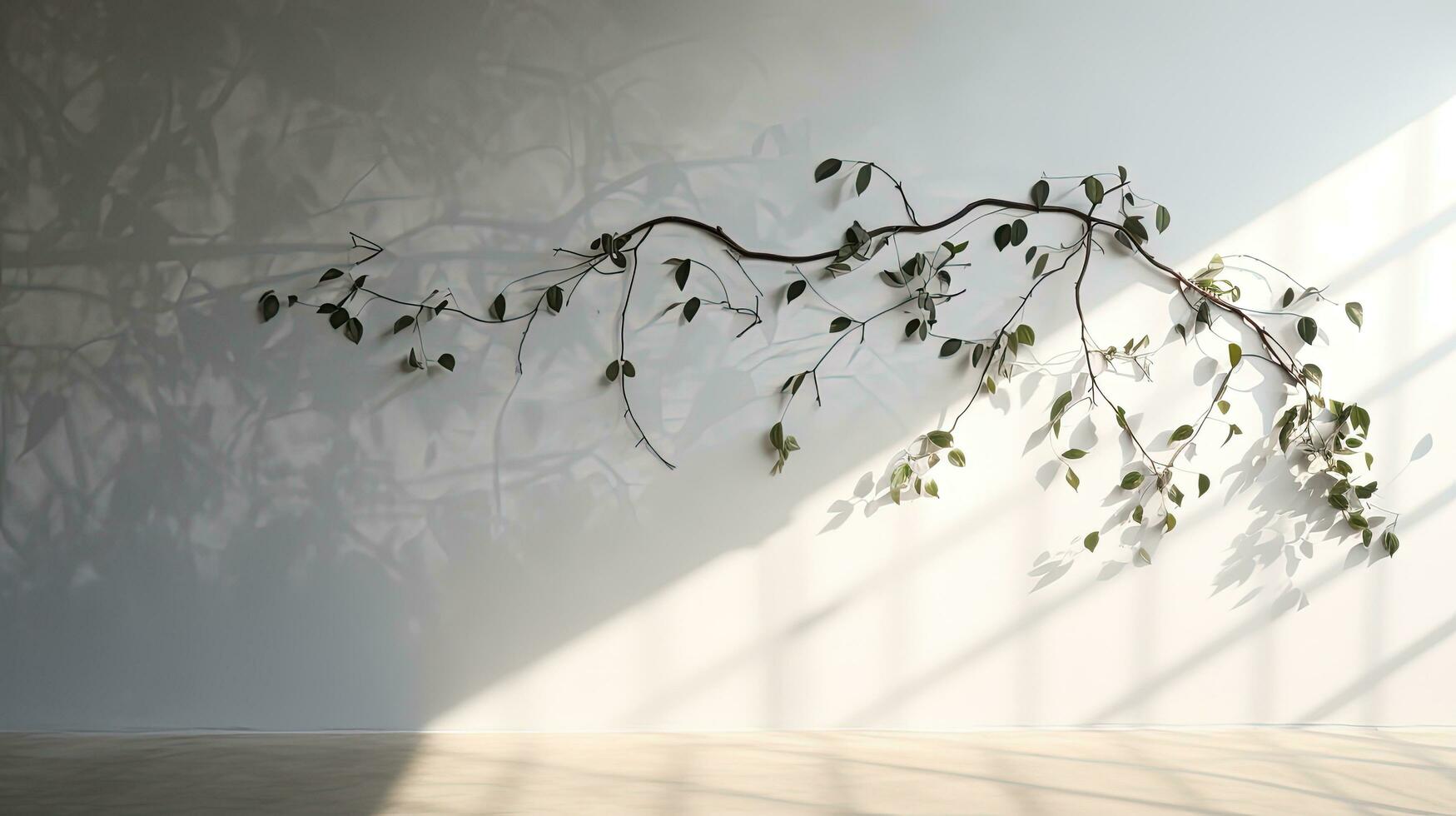 Gray walls with indistinct leaf and vine shadows. silhouette concept photo