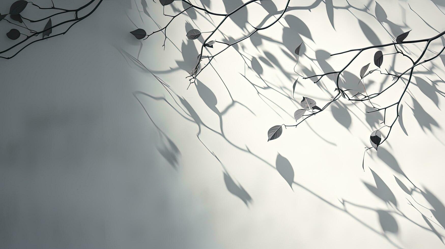 Gray walls with indistinct leaf and vine shadows. silhouette concept photo