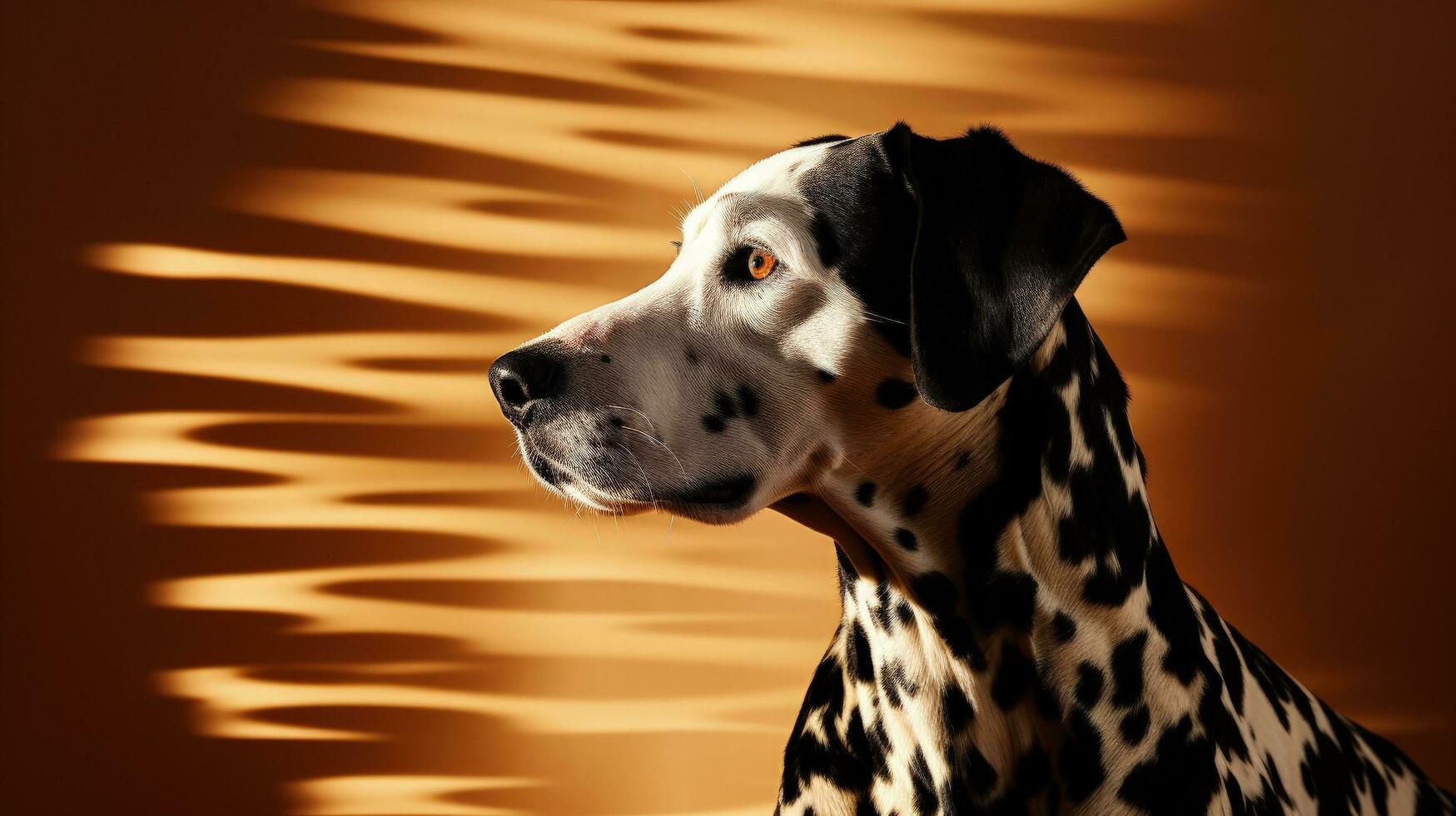 Dalmatian shape against a spotted background. silhouette concept photo