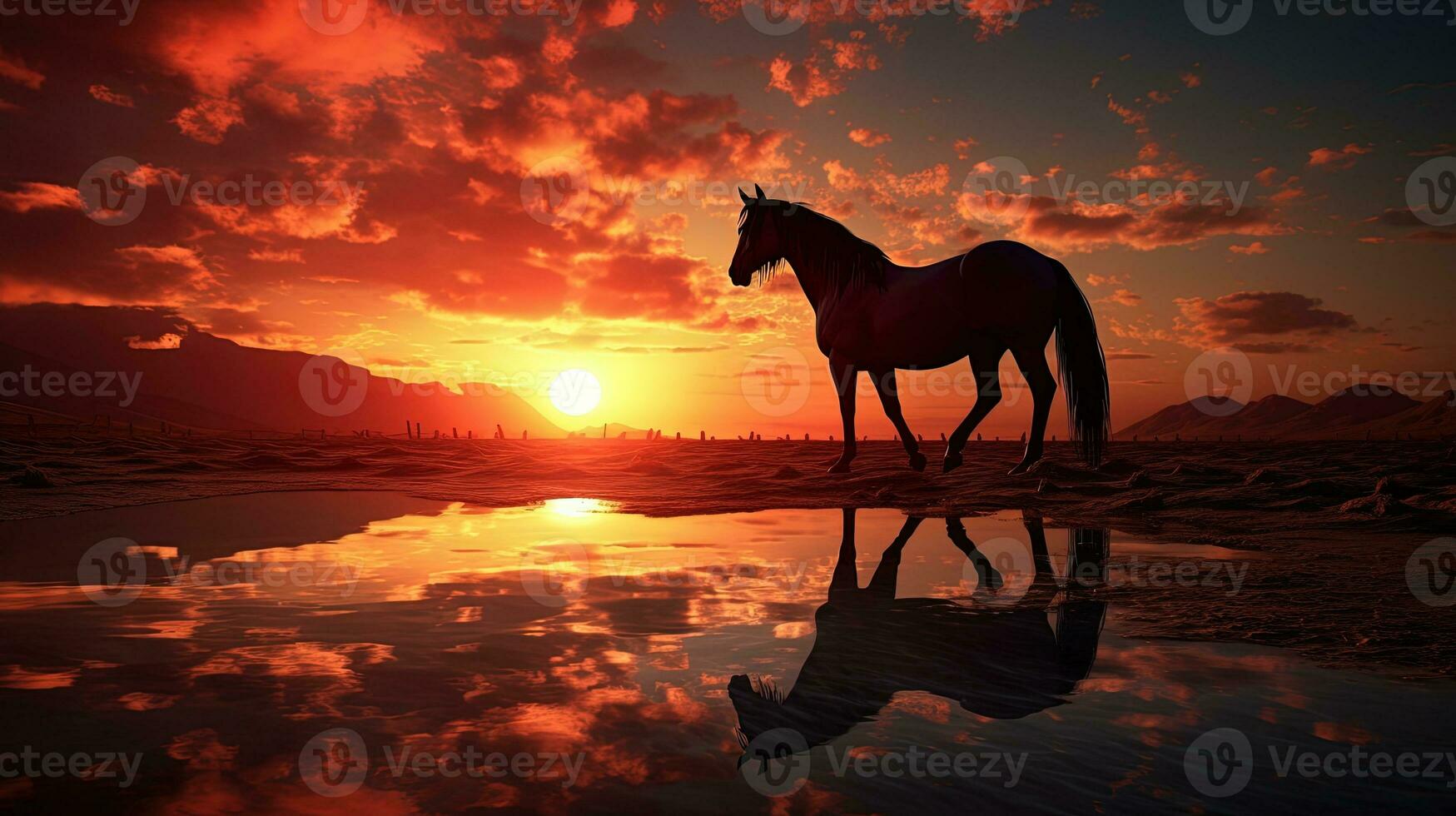 Sunset horse silhouette photo