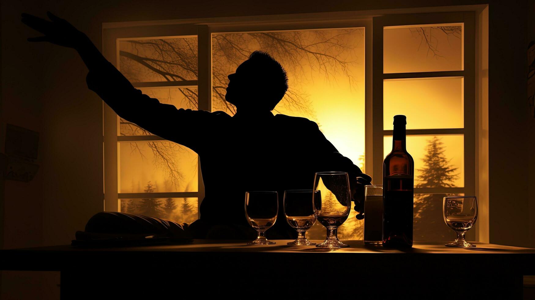 Excessive alcohol consumption depicted by man s silhouette photo