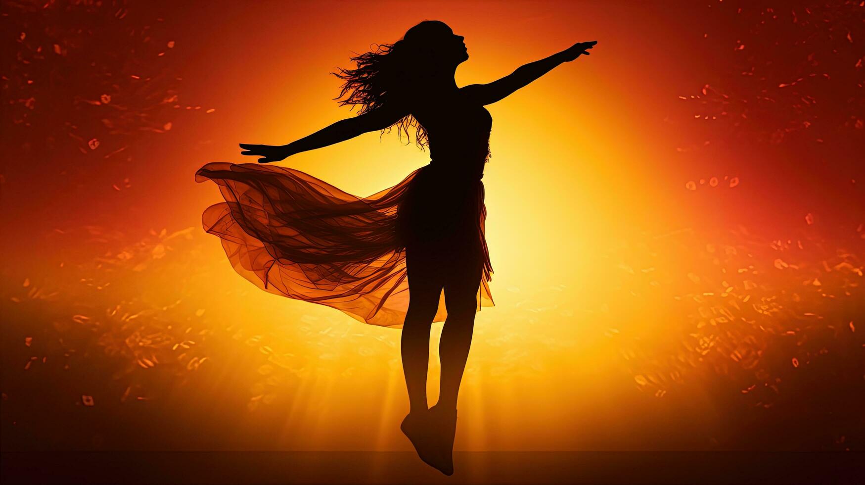 Dancing woman s shadow. silhouette concept photo