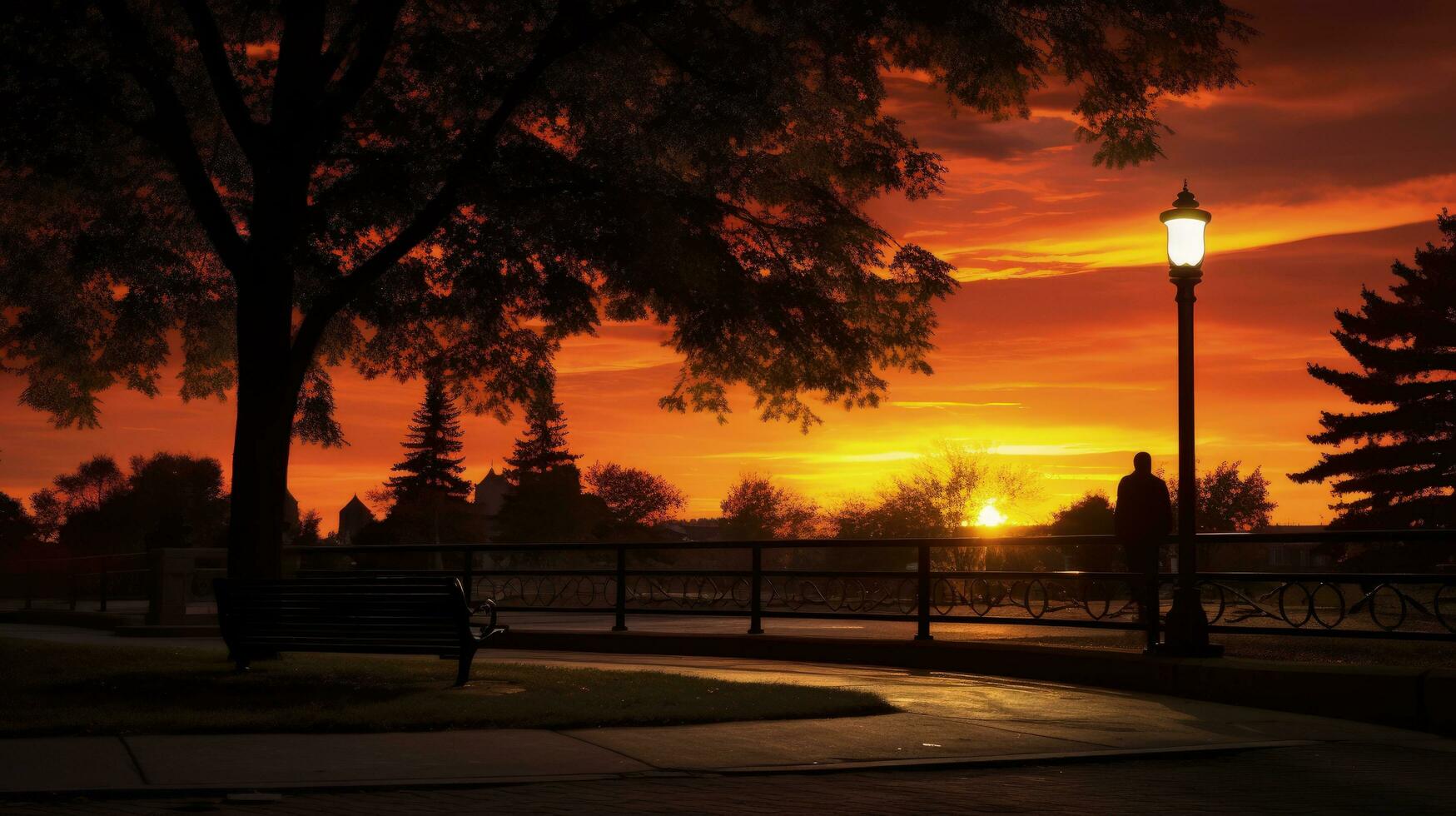 Denver City Park offers beautiful views of the sunset. silhouette concept photo