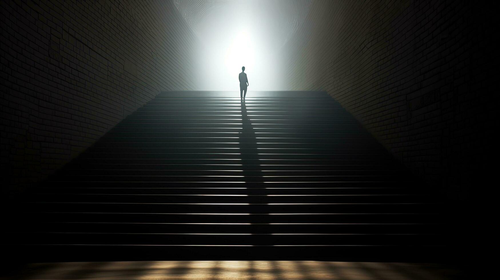 dramatic perspective of subterranean steps. silhouette concept photo