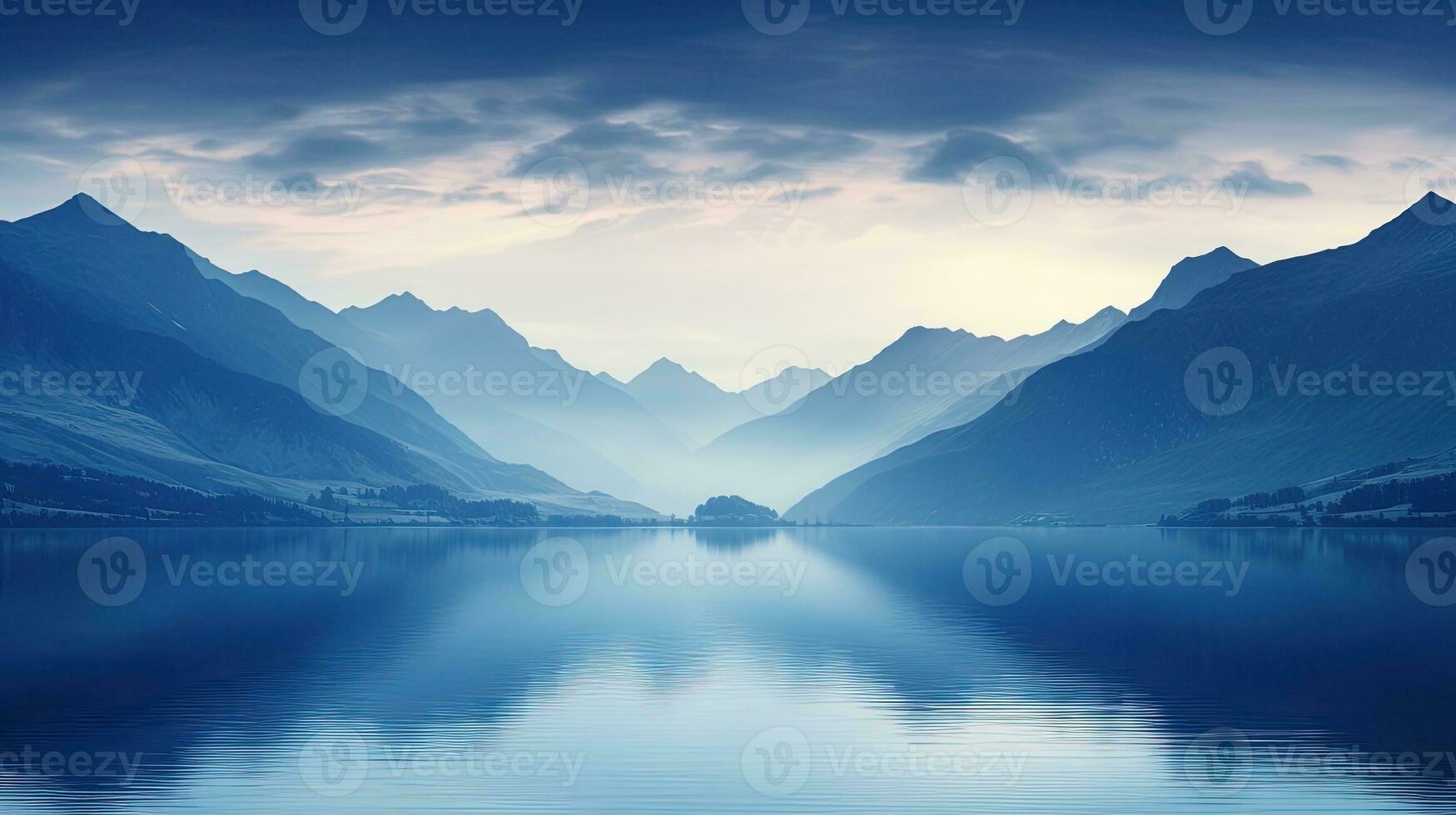 Sunlight on mountains at Lac de Peyre in French Alps. silhouette concept photo