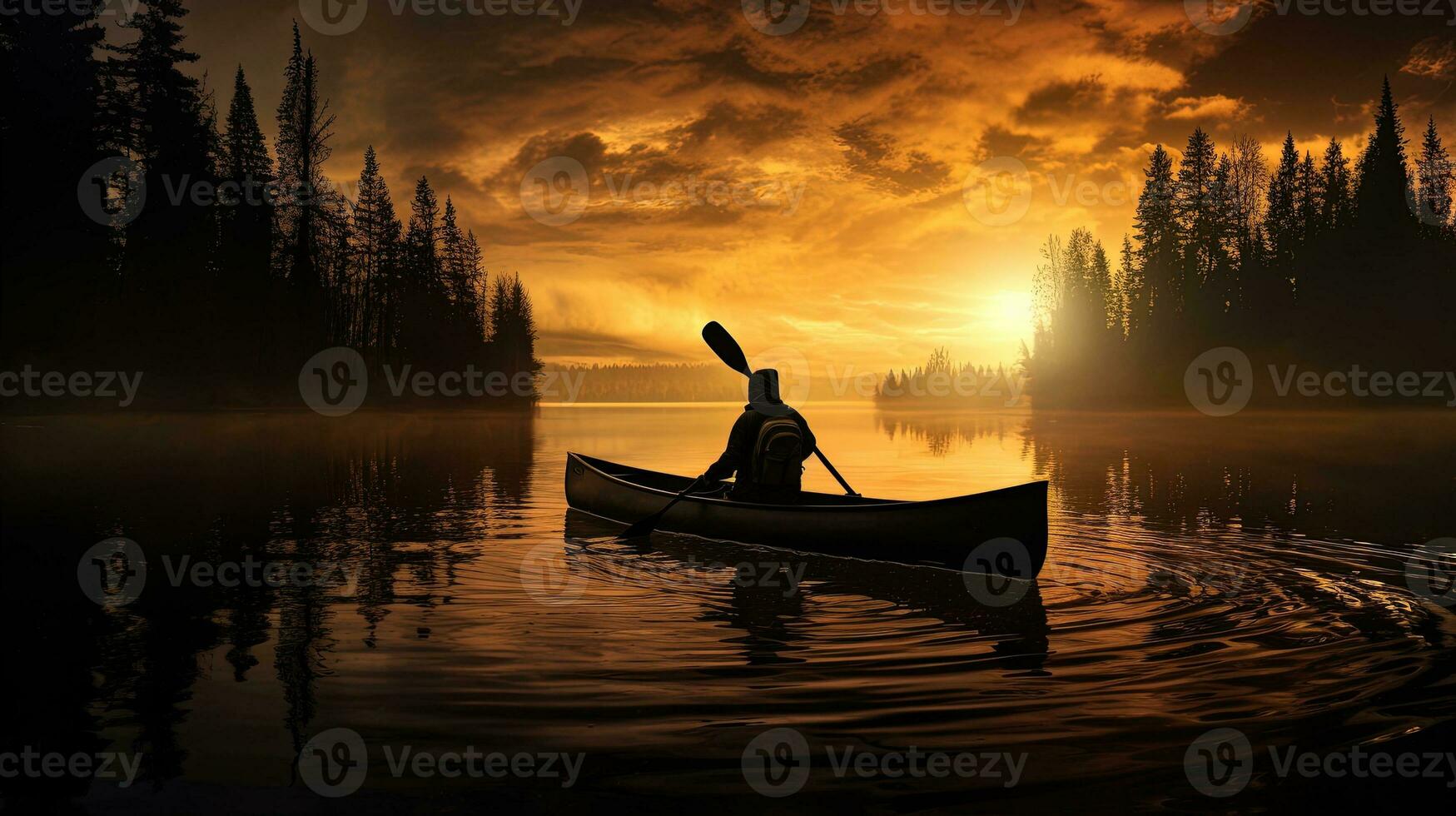 Silhouette of a canoe photo