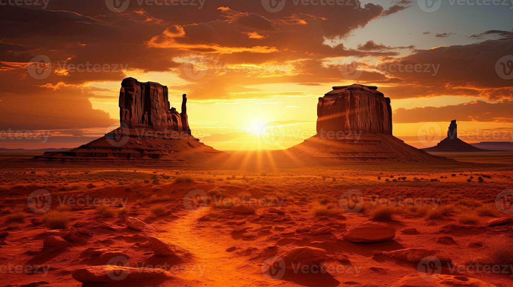 Summer sunrise in Monument Valley Arizona. silhouette concept photo