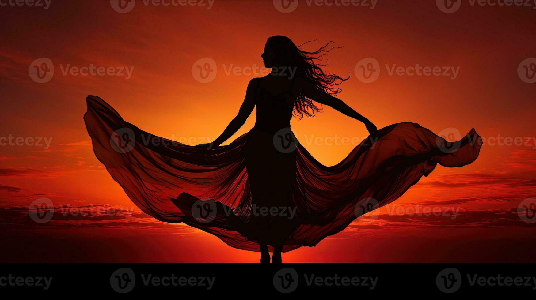 Dancing woman s silhouette photo