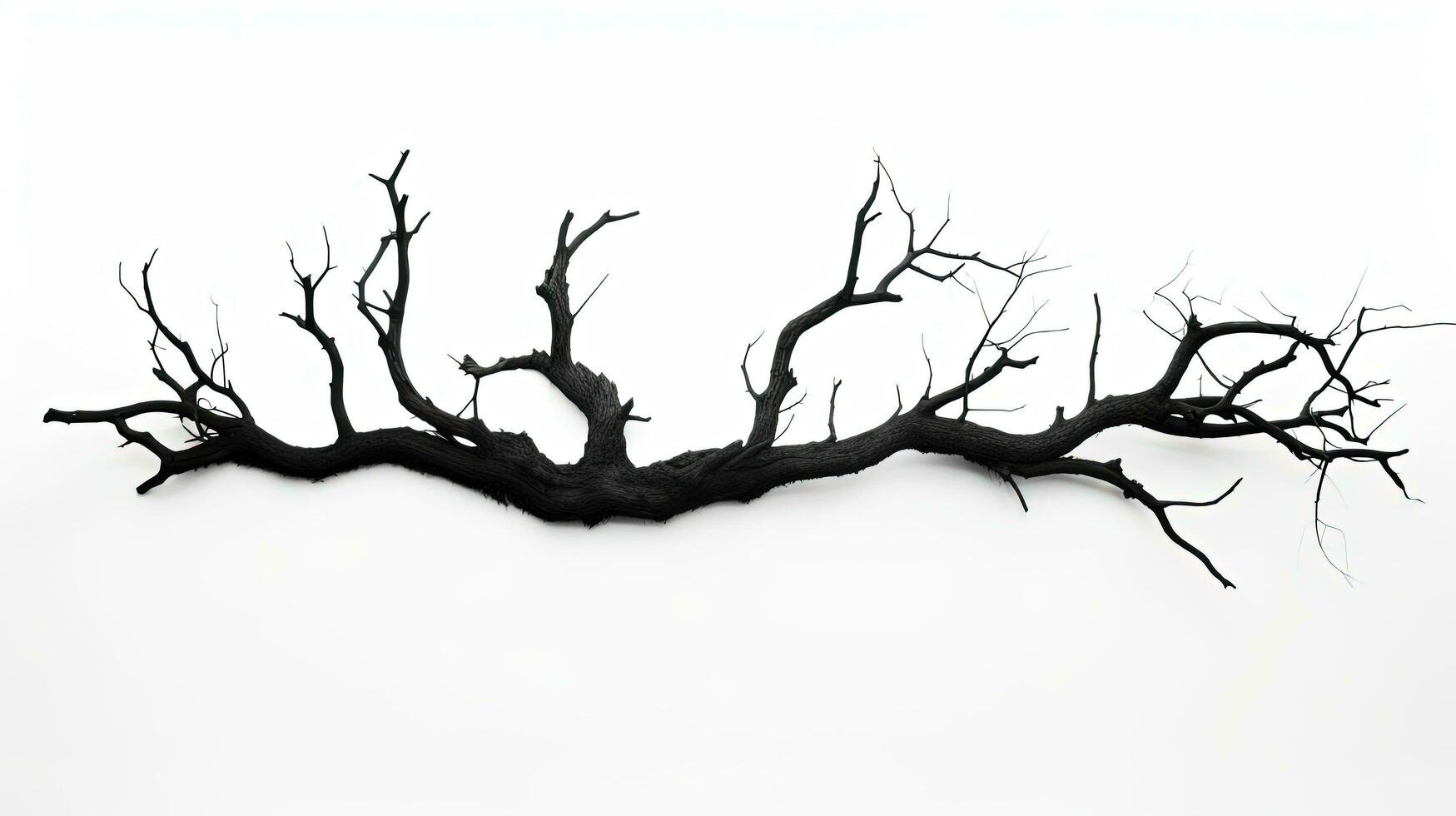 Dead tree silhouette on white backdrop photo