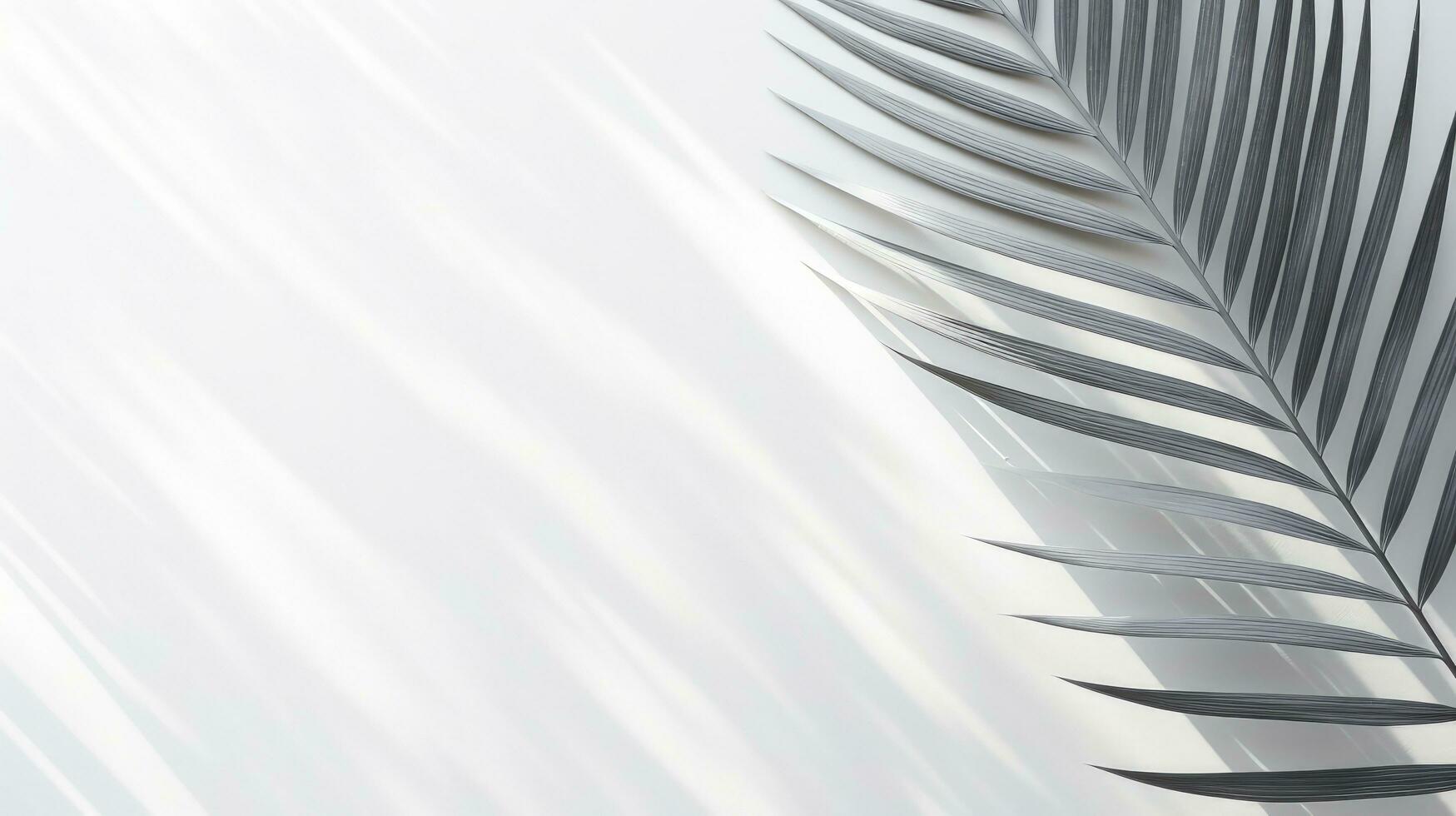 Abstract natural concept white wall with blurred palm leaf shadow Space for text overlay effect for design. silhouette concept photo