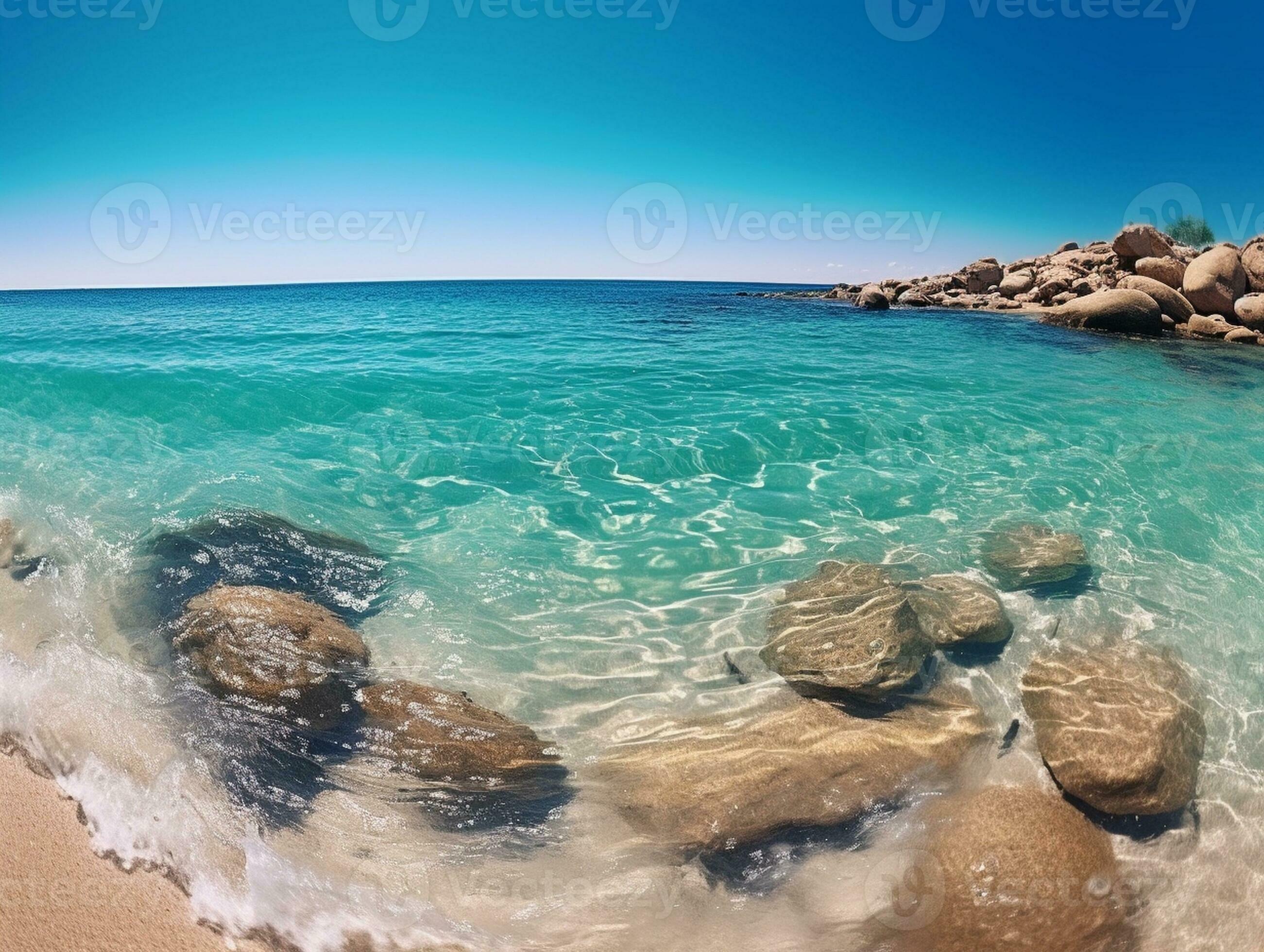 Beautiful landscape of Mediterranean Sea, rocks and islands in the