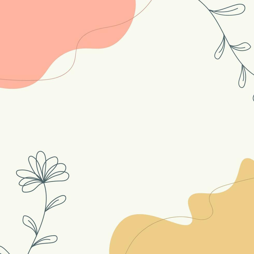 Botanical leaves and flowers with rounded element background. Abstract minimal background. vector