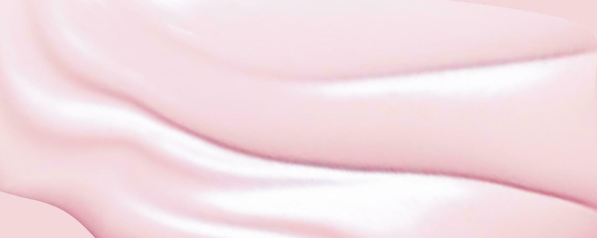 Pink spreading texture of cream, ice cream or icing. Light background of strawberry dessert, jelly or confectionery cream. vector