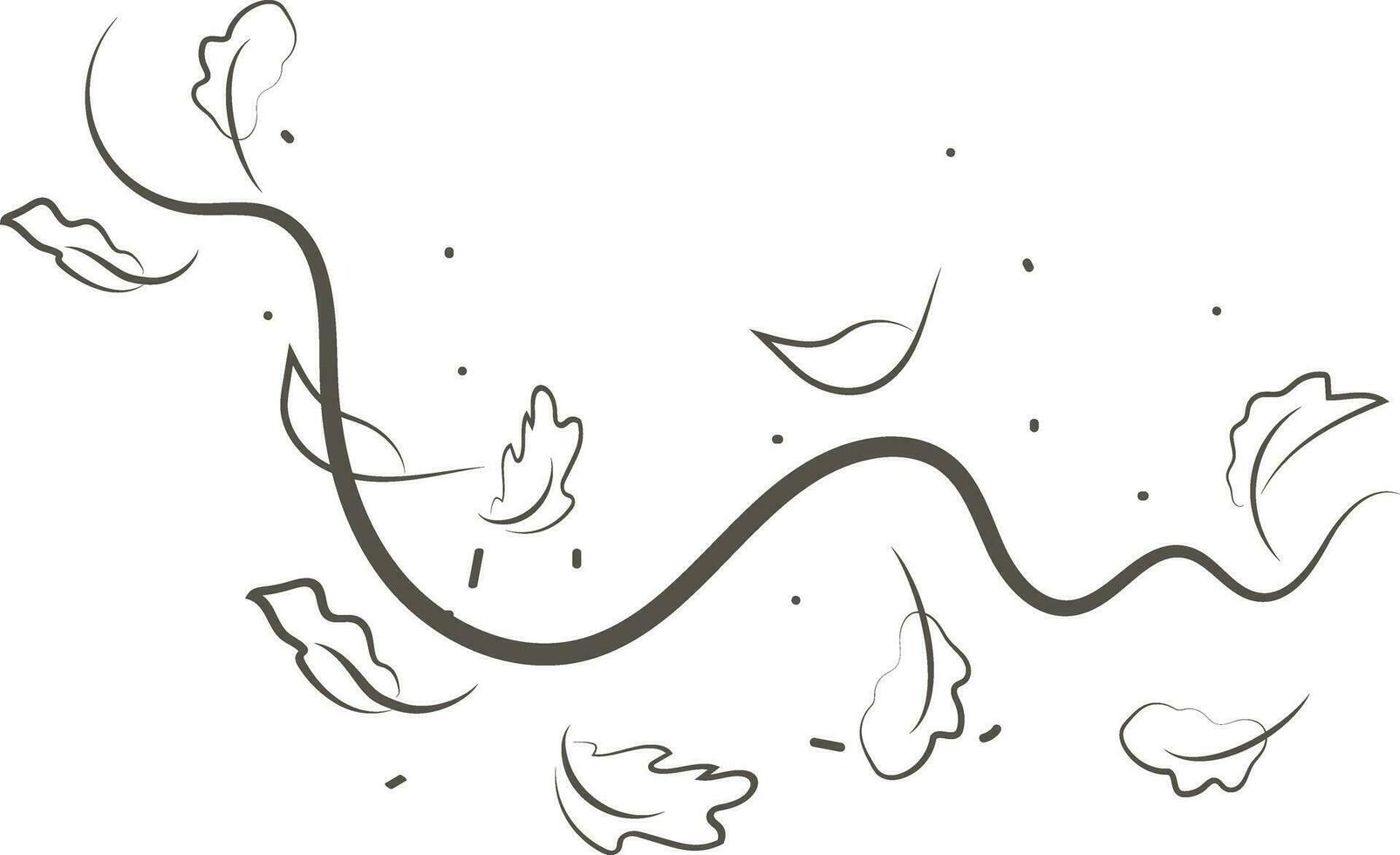 Outline drawing of a breath of wind.Wind blow  set in line style.Wave flowing illustration with hand drawn doodle cartoon style. vector