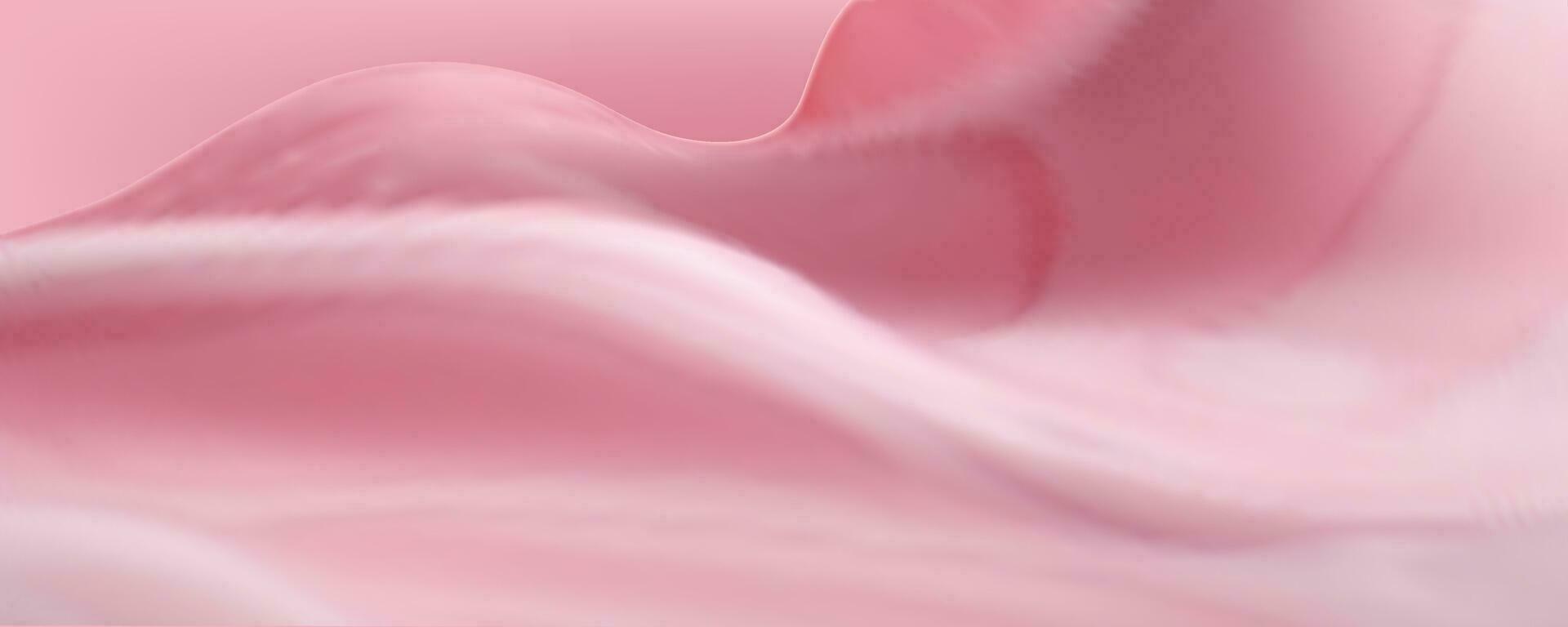 Pink spreading texture of cream, ice cream or icing. Light background of strawberry dessert, jelly or confectionery cream. vector