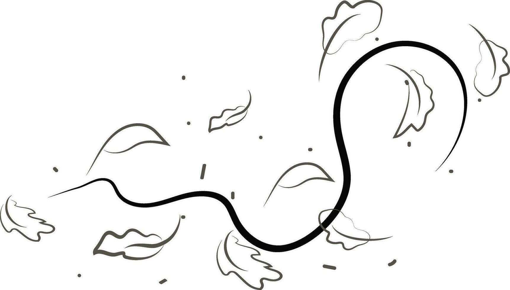 Outline drawing of a breath of wind.Wind blow  set in line style.Wave flowing illustration with hand drawn doodle cartoon style. vector