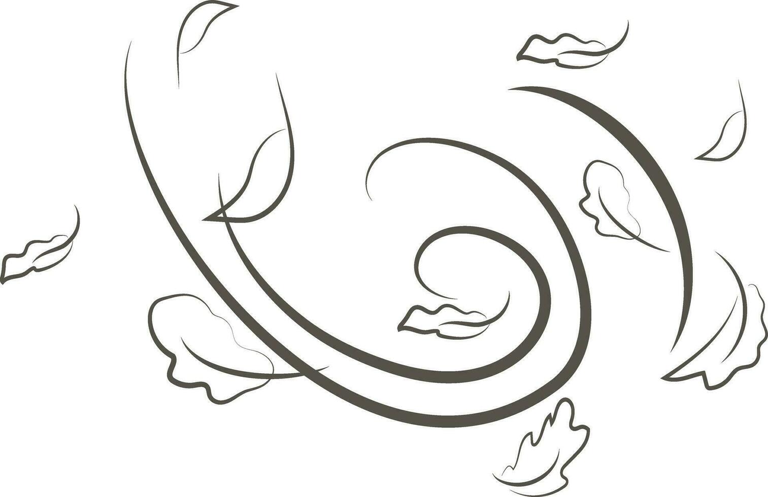 Outline drawing of a breath of wind.Wind blow  set in line style.Wave flowing illustration with hand drawn doodle cartoon style. vector