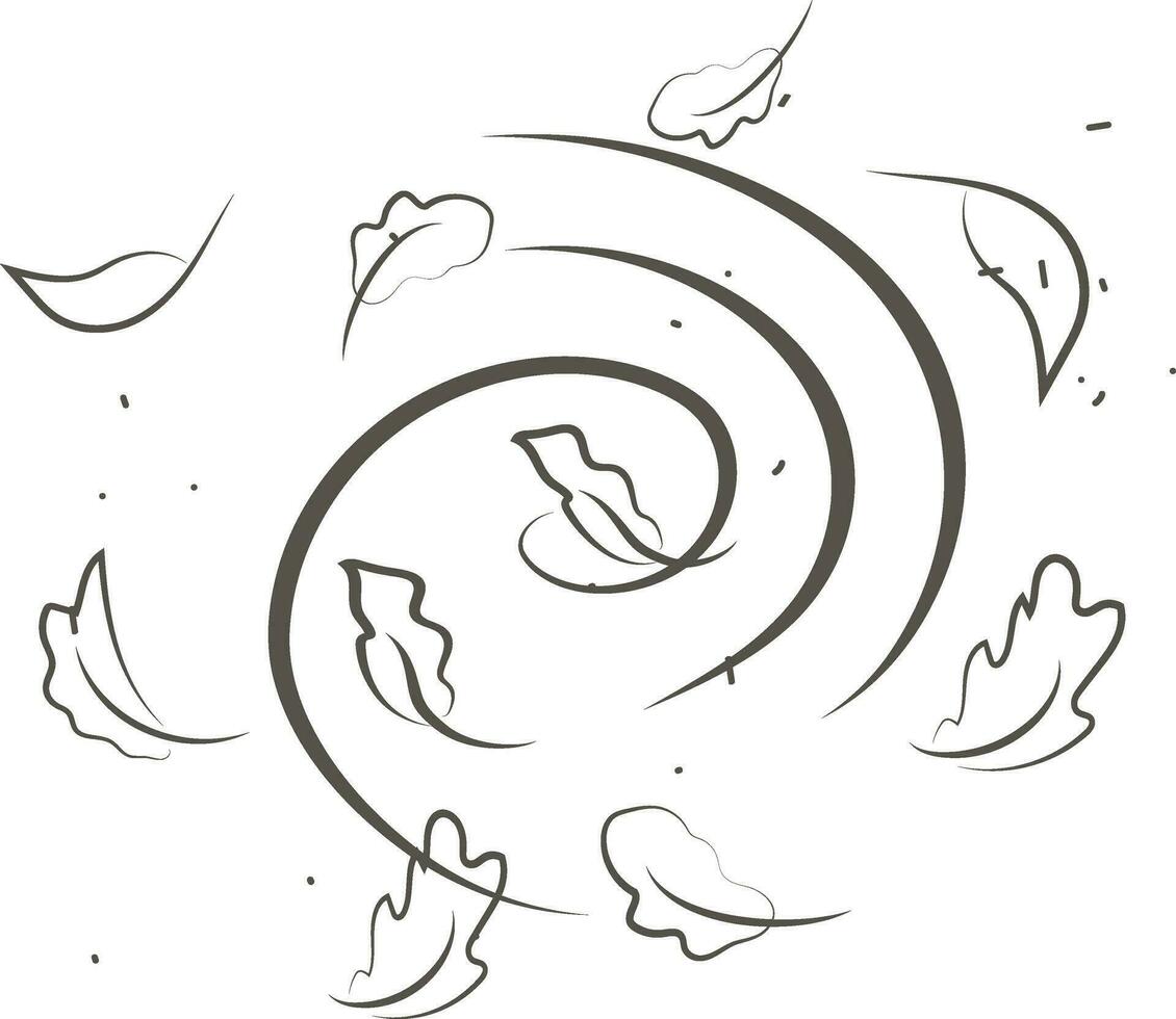 Outline drawing of a breath of wind.Wind blow  set in line style.Wave flowing illustration with hand drawn doodle cartoon style. vector