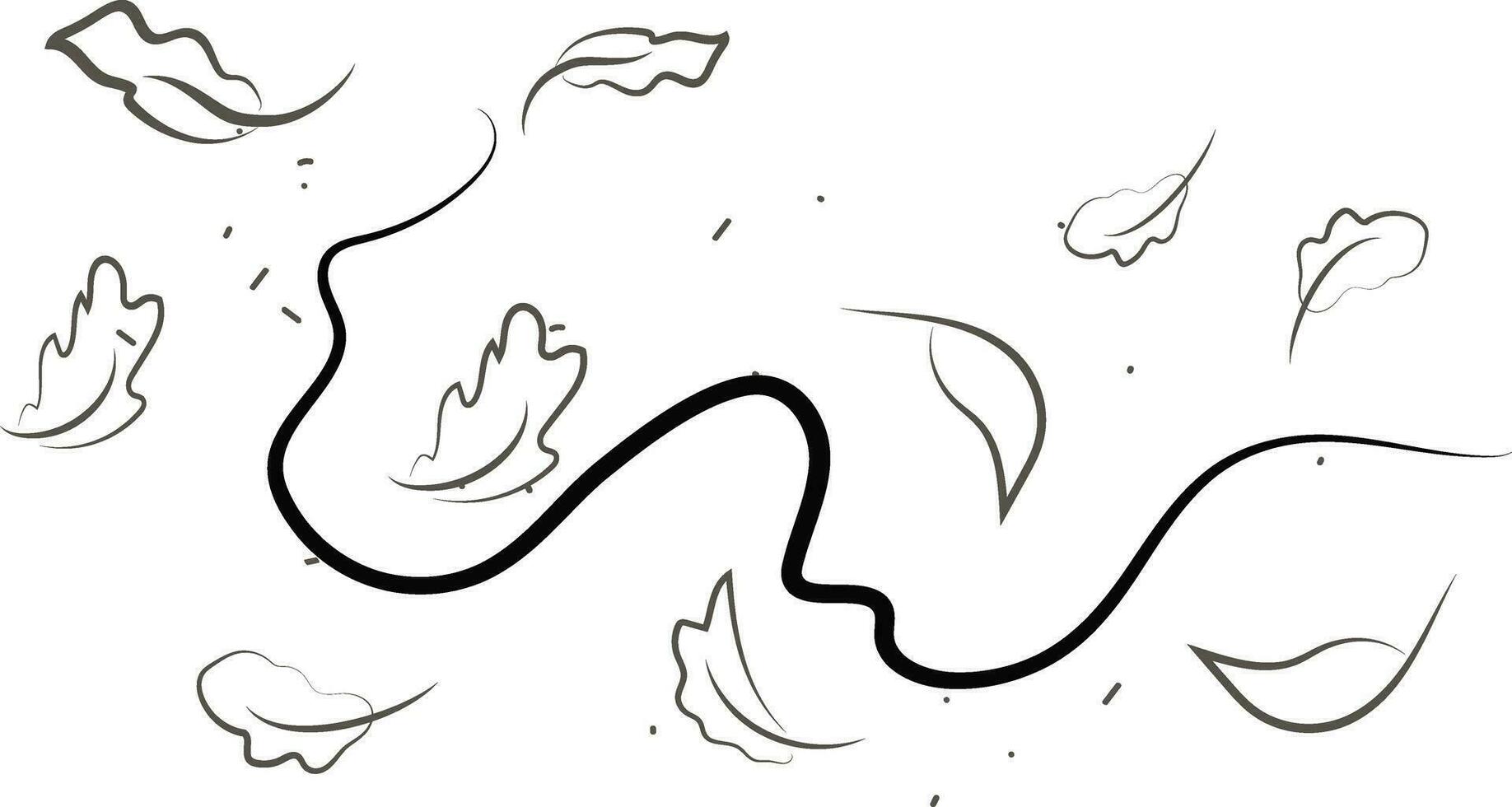 Outline drawing of a breath of wind.Wind blow  set in line style.Wave flowing illustration with hand drawn doodle cartoon style. vector