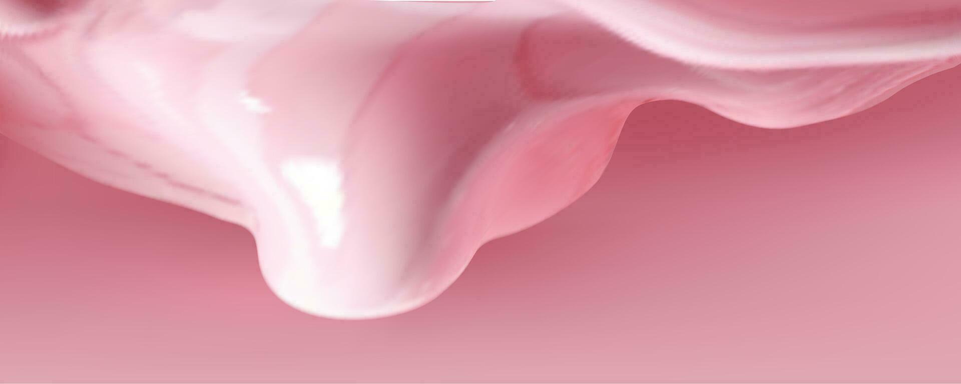 Pink spreading texture of cream, ice cream or icing. Light background of strawberry dessert, jelly or confectionery cream. vector