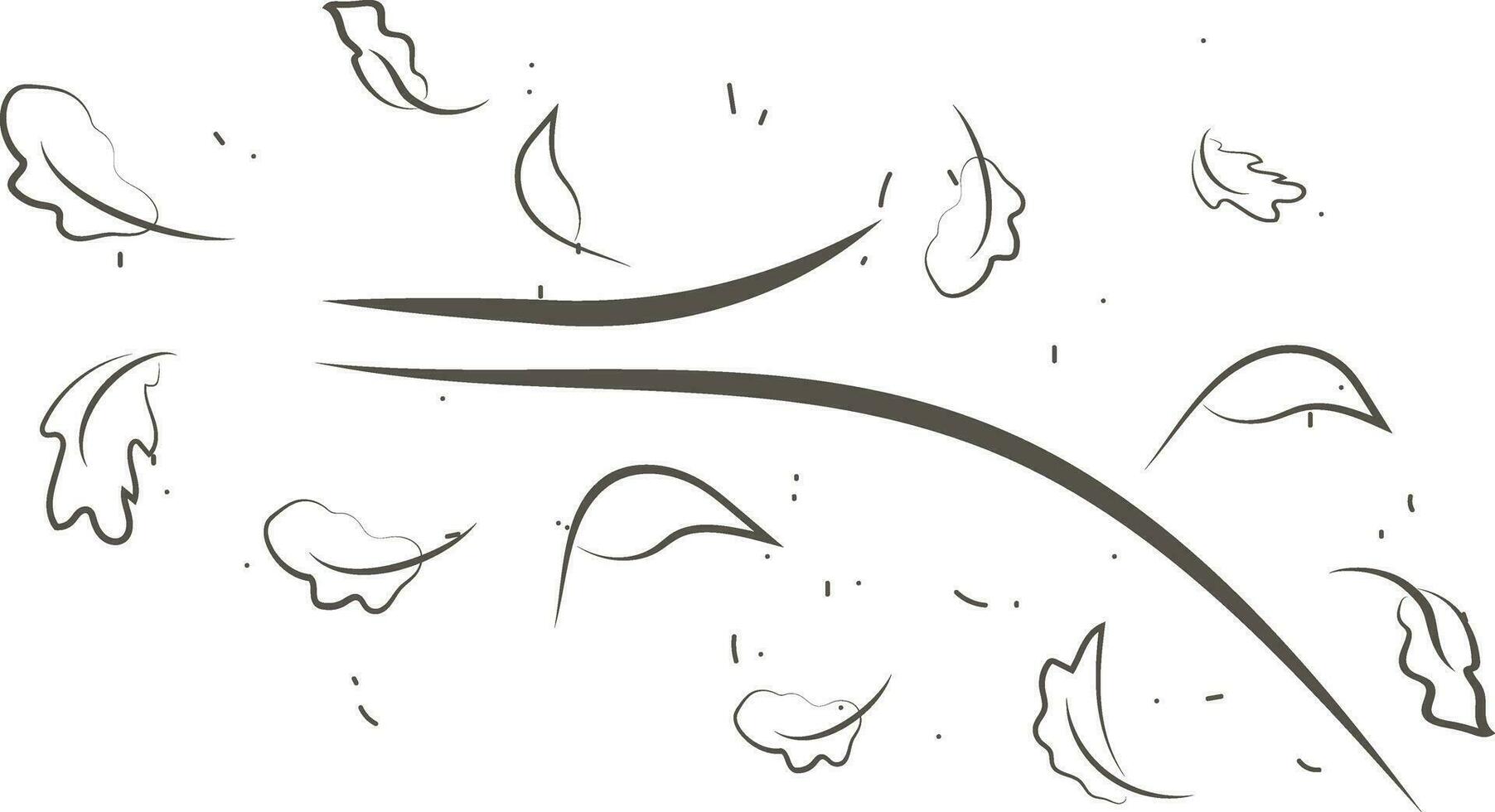Outline drawing of a breath of wind.Wind blow  set in line style.Wave flowing illustration with hand drawn doodle cartoon style. vector