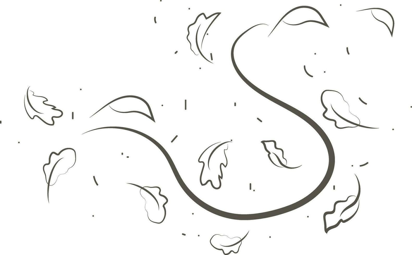 Outline drawing of a breath of wind.Wind blow  set in line style.Wave flowing illustration with hand drawn doodle cartoon style. vector