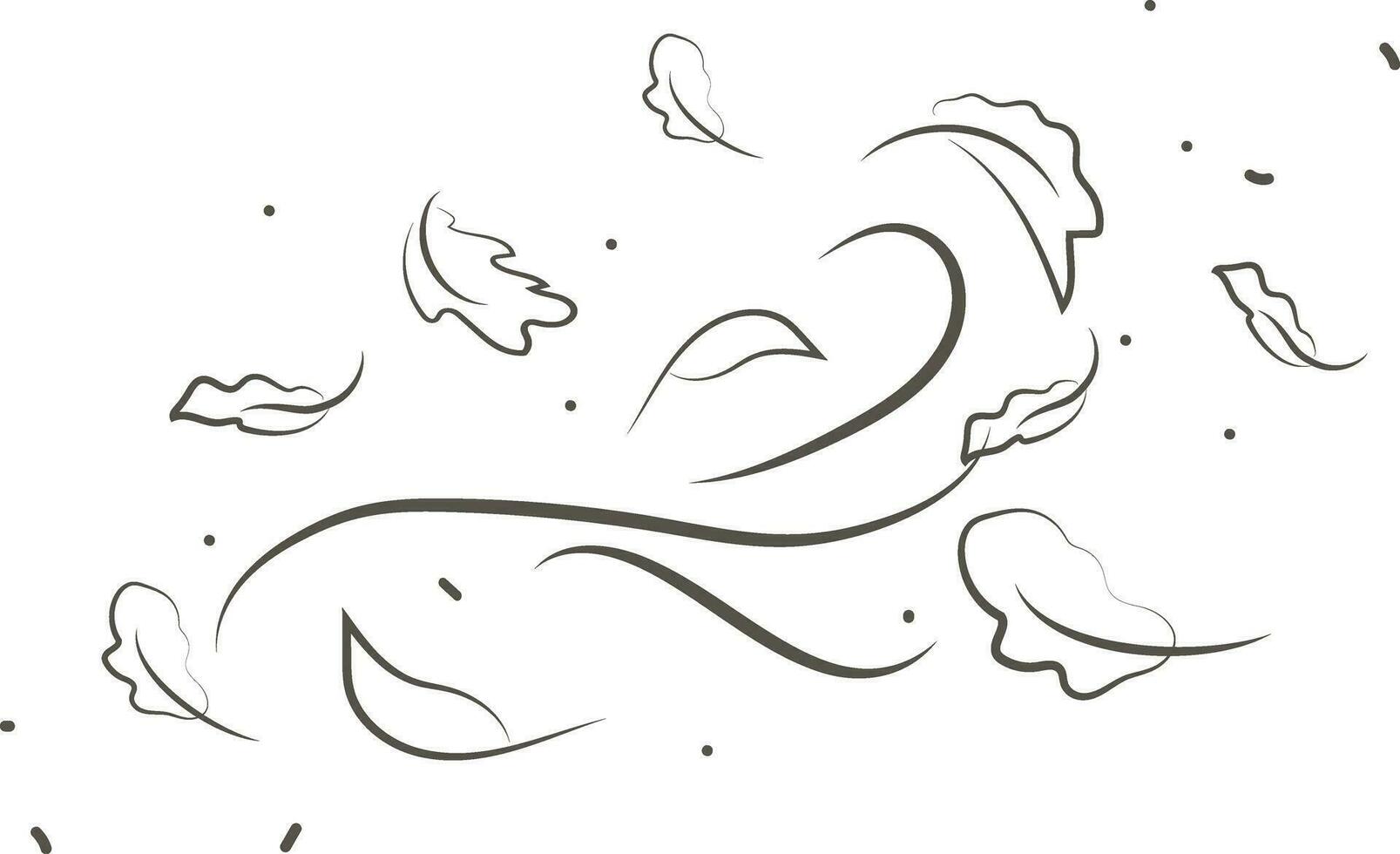 Outline drawing of a breath of wind.Wind blow  set in line style.Wave flowing illustration with hand drawn doodle cartoon style. vector