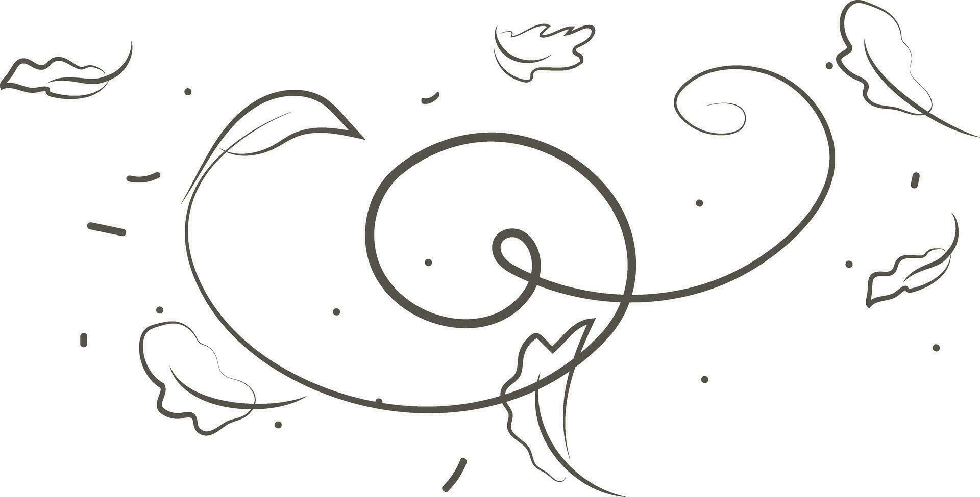 Outline drawing of a breath of wind.Wind blow  set in line style.Wave flowing illustration with hand drawn doodle cartoon style. vector