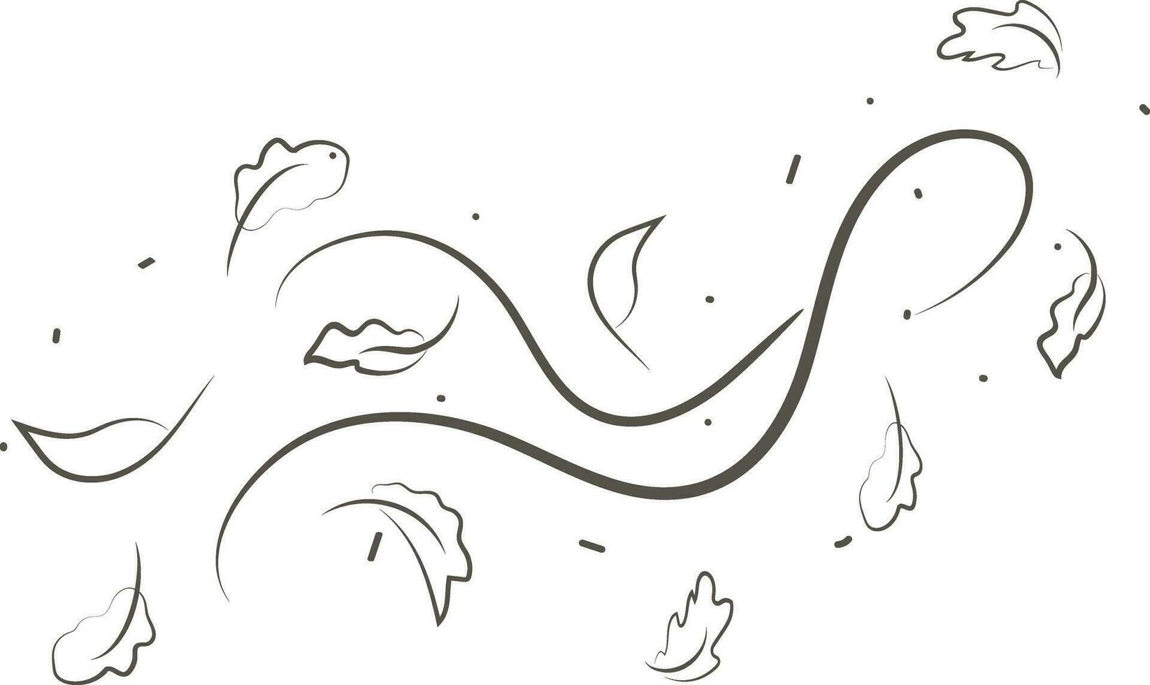 Outline drawing of a breath of wind.Wind blow  set in line style.Wave flowing illustration with hand drawn doodle cartoon style. vector