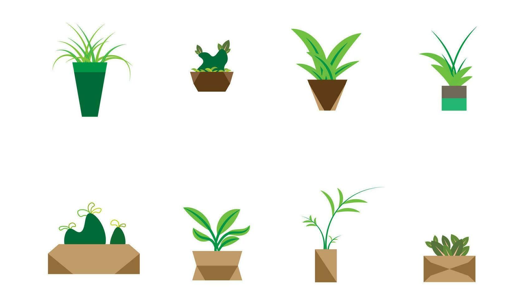Collection of House Plant with Pot, Plant for Home Decor Vector Illustration Set