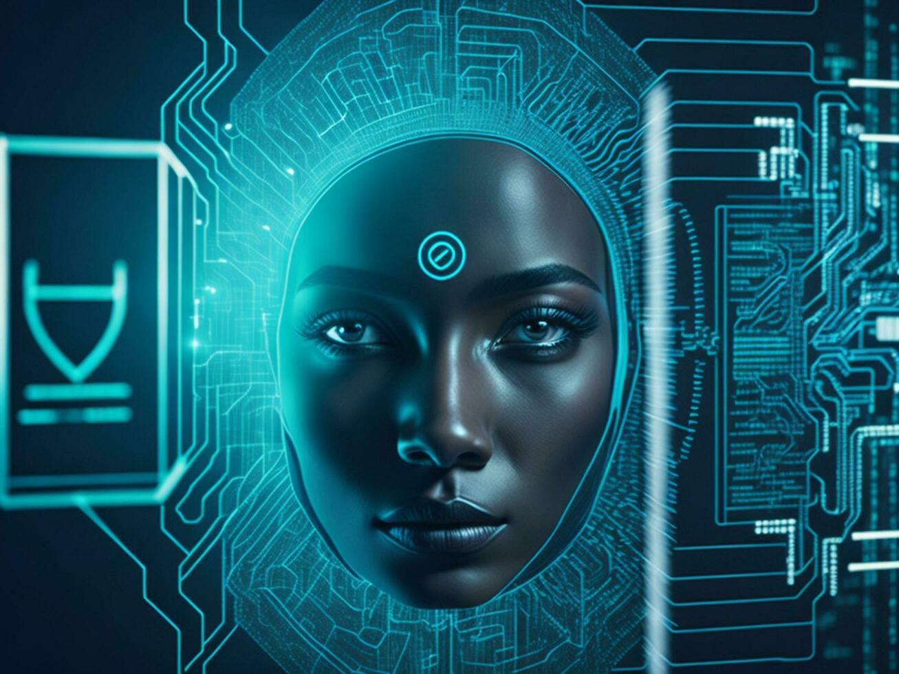 Biometrics identification and cyber security concept technology background ai generate photo