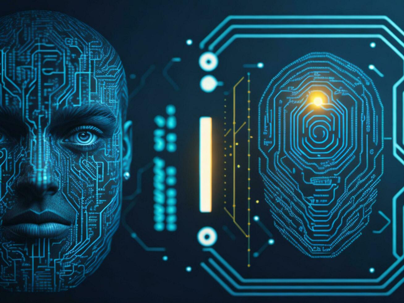 Biometrics identification and cyber security concept technology background ai generate photo