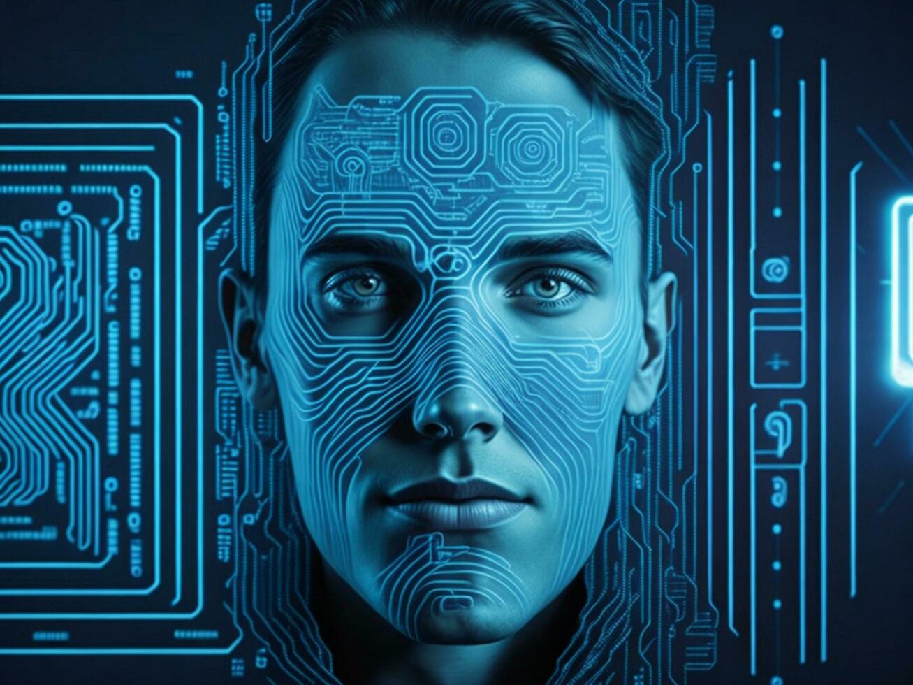 Biometrics identification and cyber security concept technology background ai generate photo