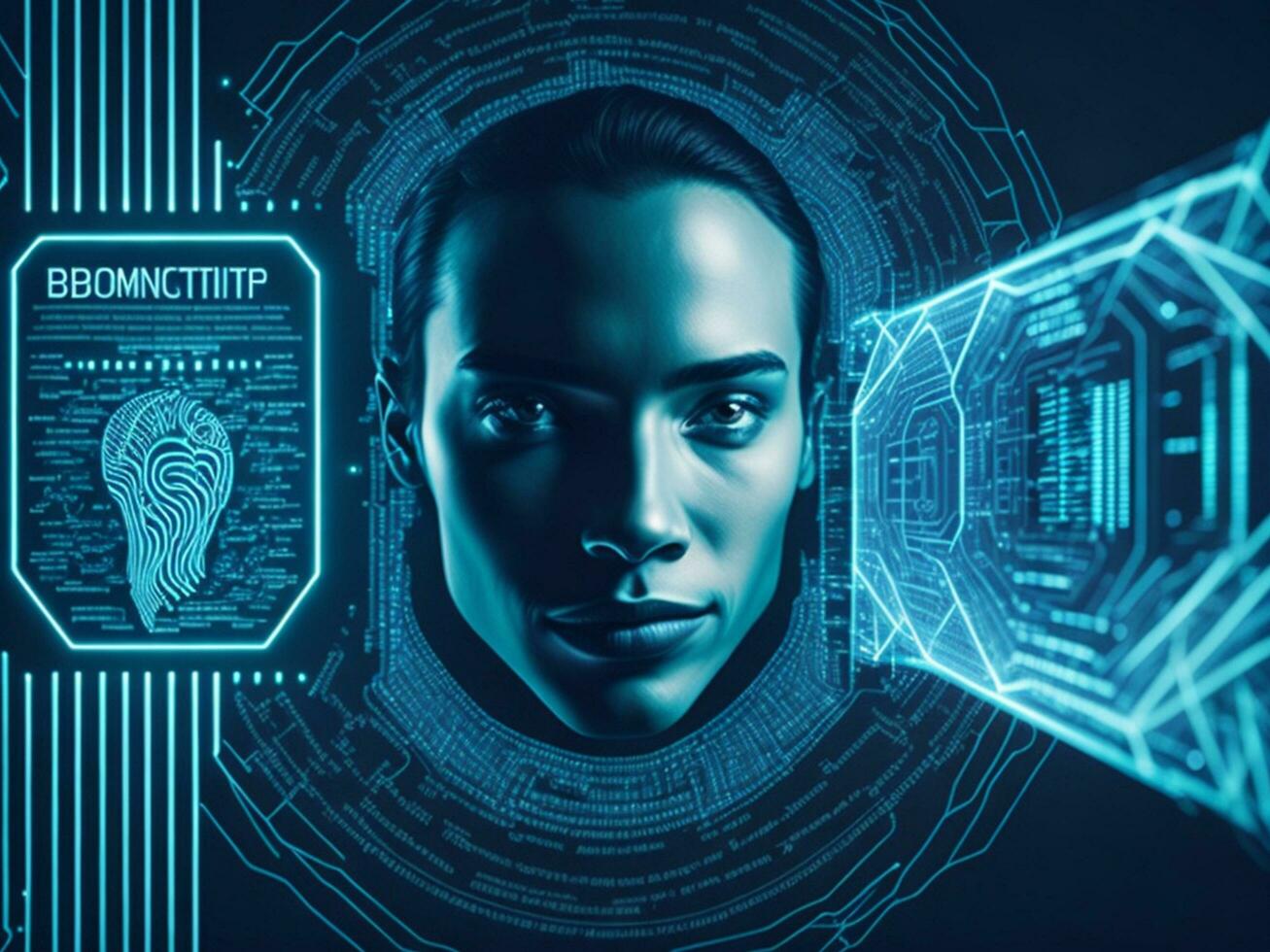 Biometrics identification and cyber security concept technology background ai generate photo