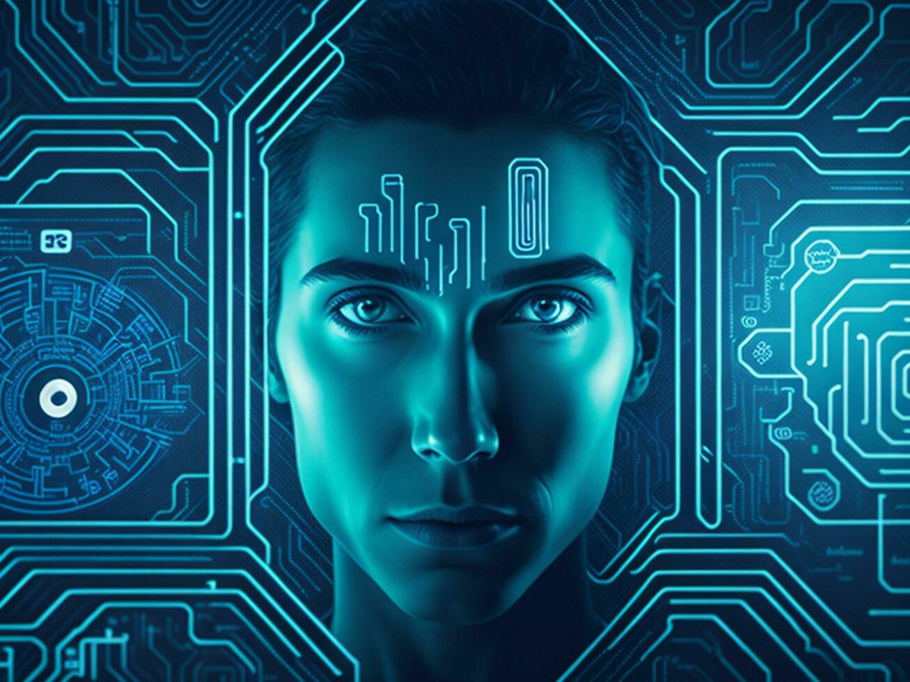 Biometrics identification and cyber security concept technology background ai generate photo
