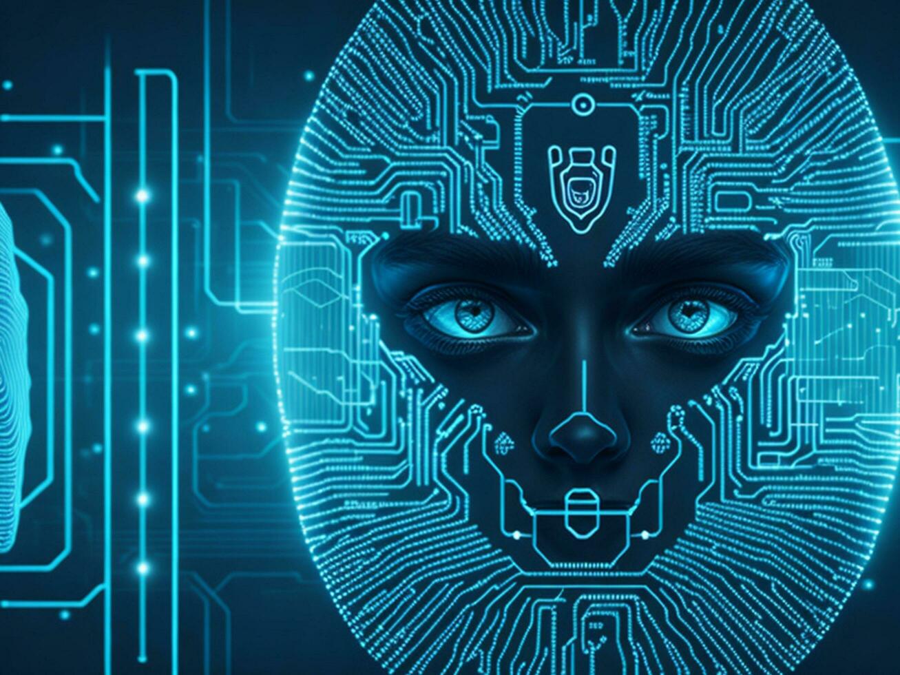 Biometrics identification and cyber security concept technology background ai generate photo
