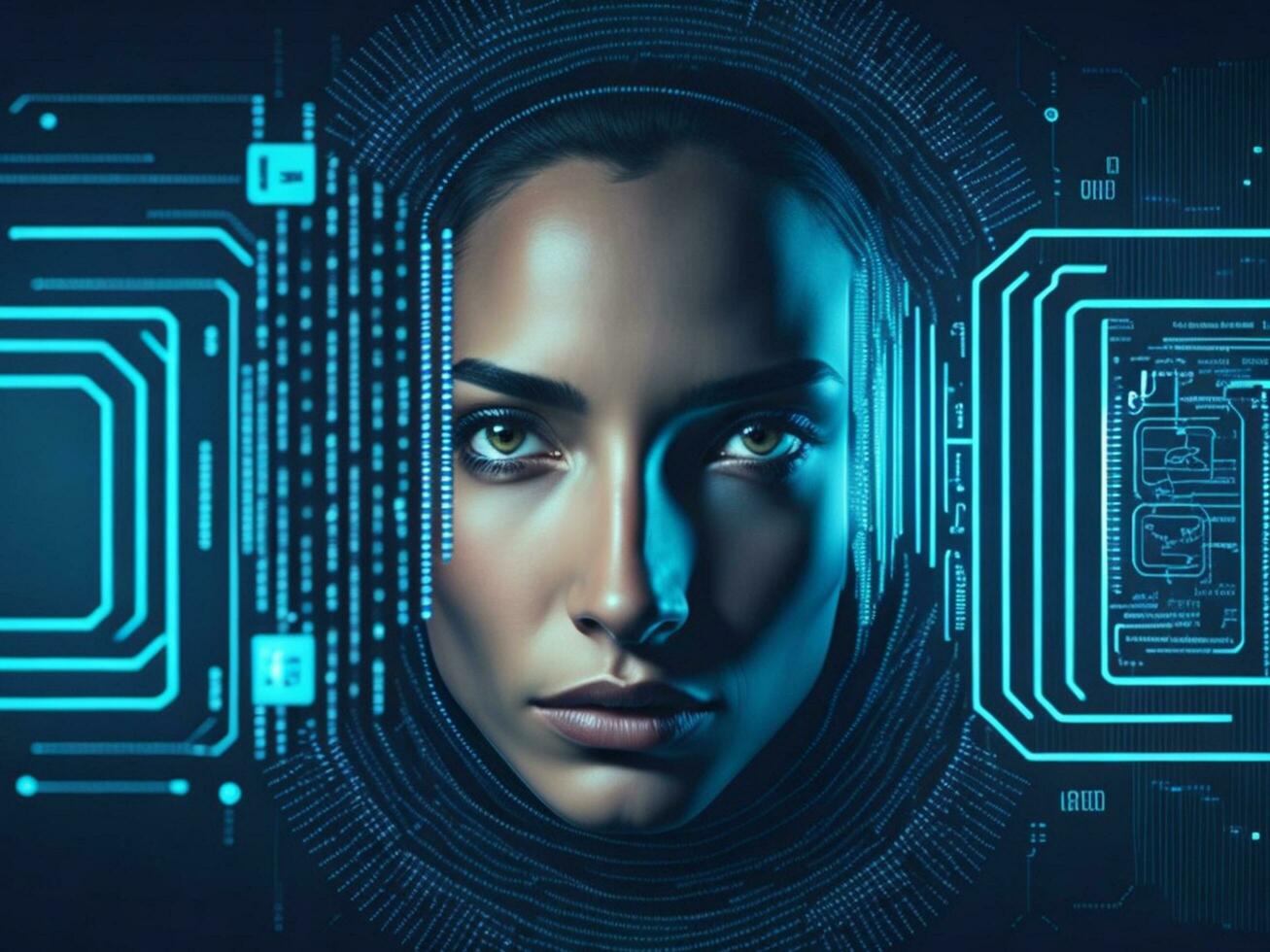 Biometrics identification and cyber security concept technology background ai generate photo