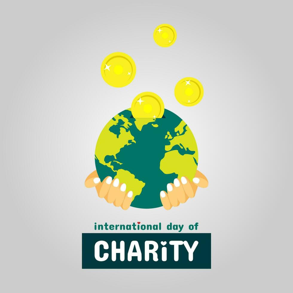 International Day of Charity Greetings with illustration of donate on earth vector