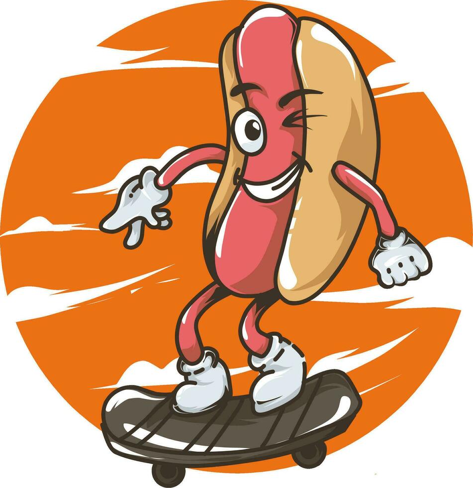 hotdog mascot cartoon illustration vector