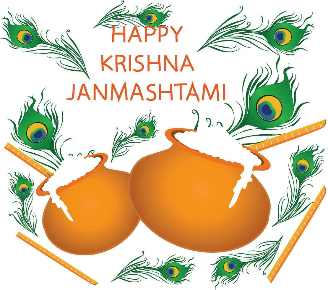 contento Krishna janmashtami festival vector